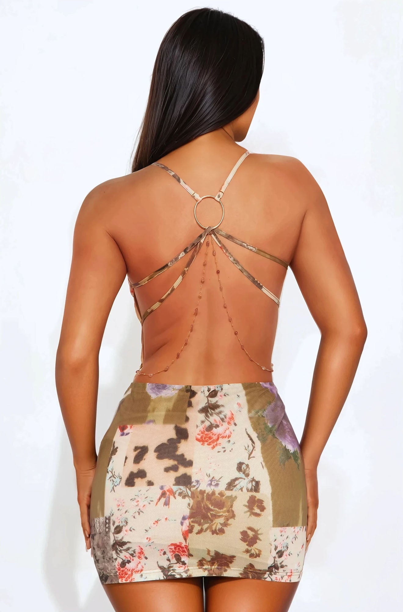 A Little Bliss Floral Mesh Mini Dress - Olive/combo