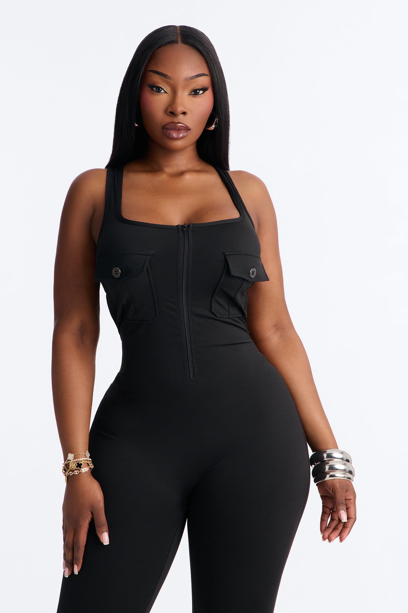Gym All Day Backless Jumpsuit - Black