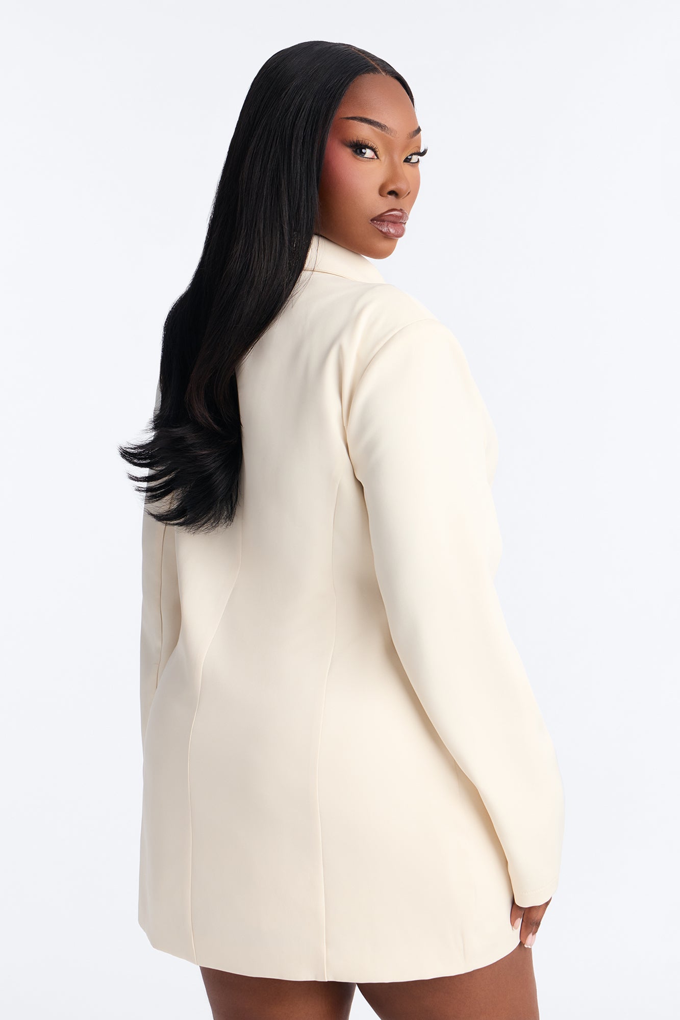 Hard To Please Blazer Mini Skirt Set - Cream