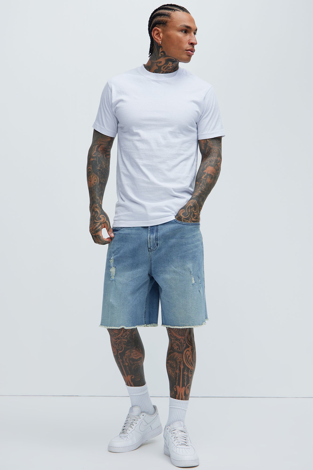 Lounge Relaxed Denim Shorts - Medium Blue Wash