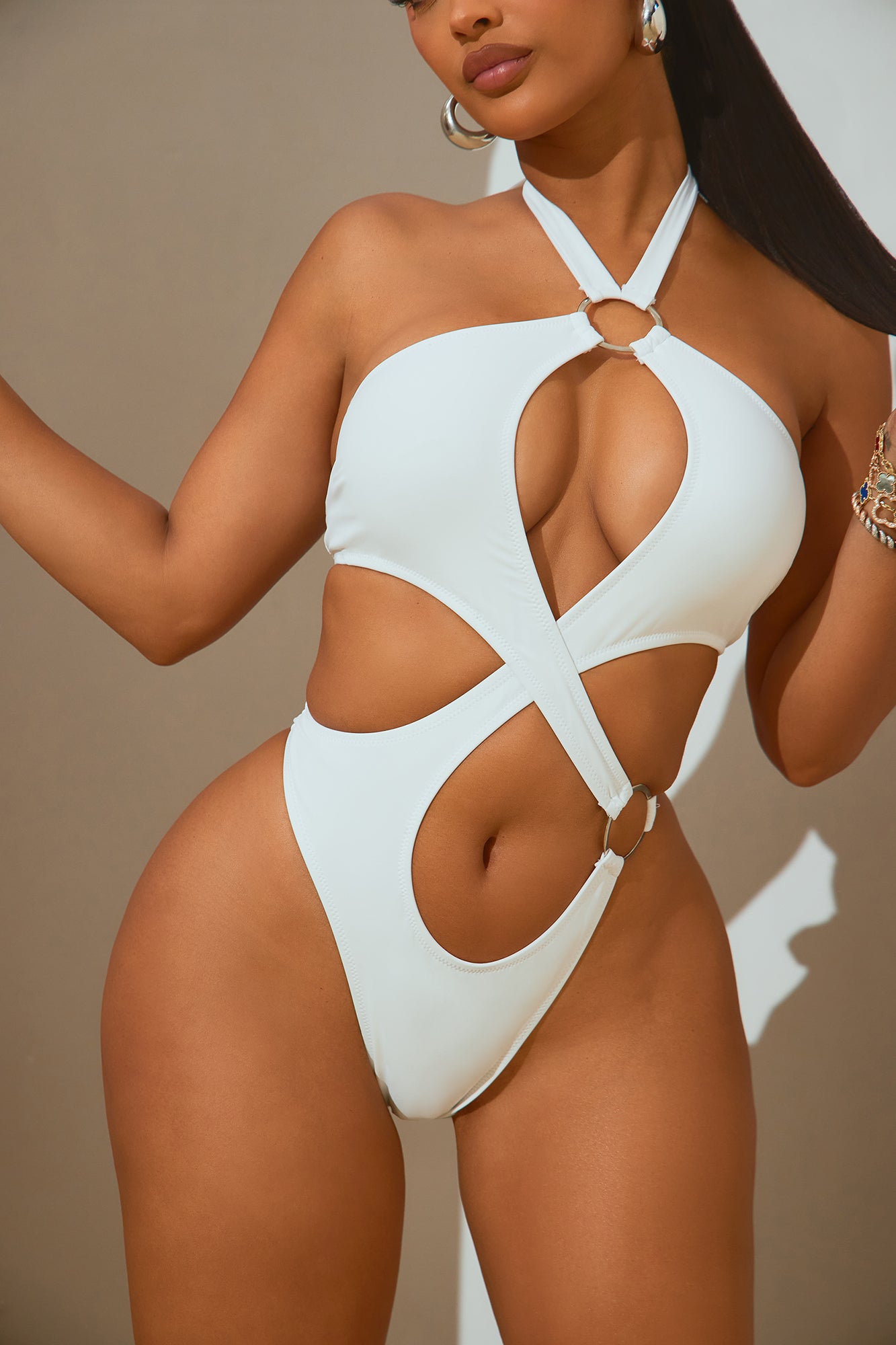 Normani Strappy Cutout 1 Piece Swimsuit - White