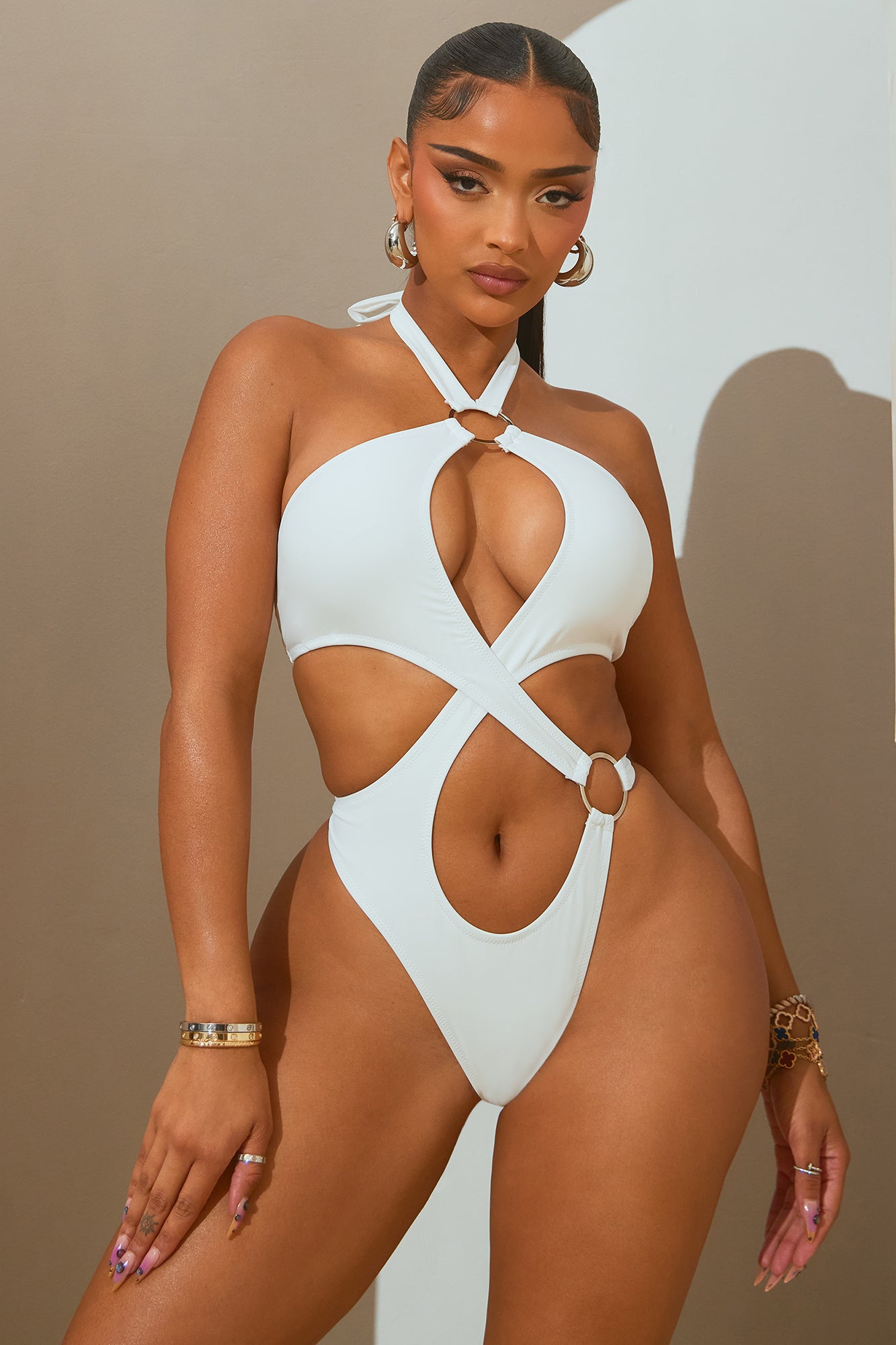 Normani Strappy Cutout 1 Piece Swimsuit - White