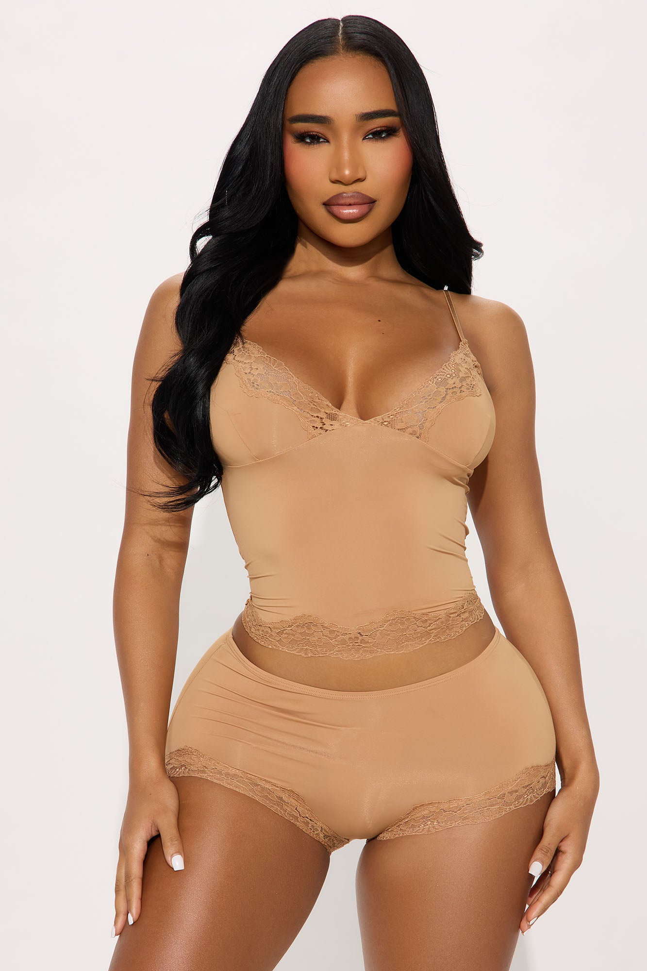 Sweet Dreams Tonight Cami Short Set - Brown