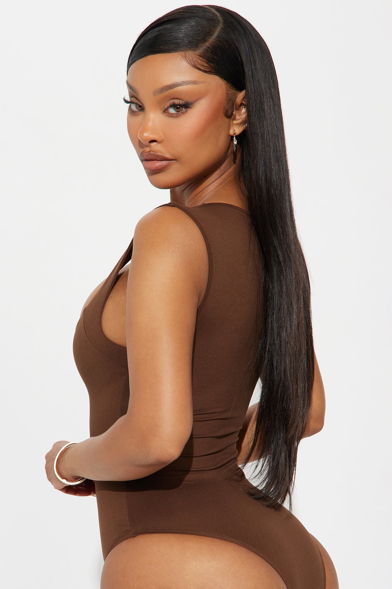 Serena Square Neck Bodysuit - Chocolate