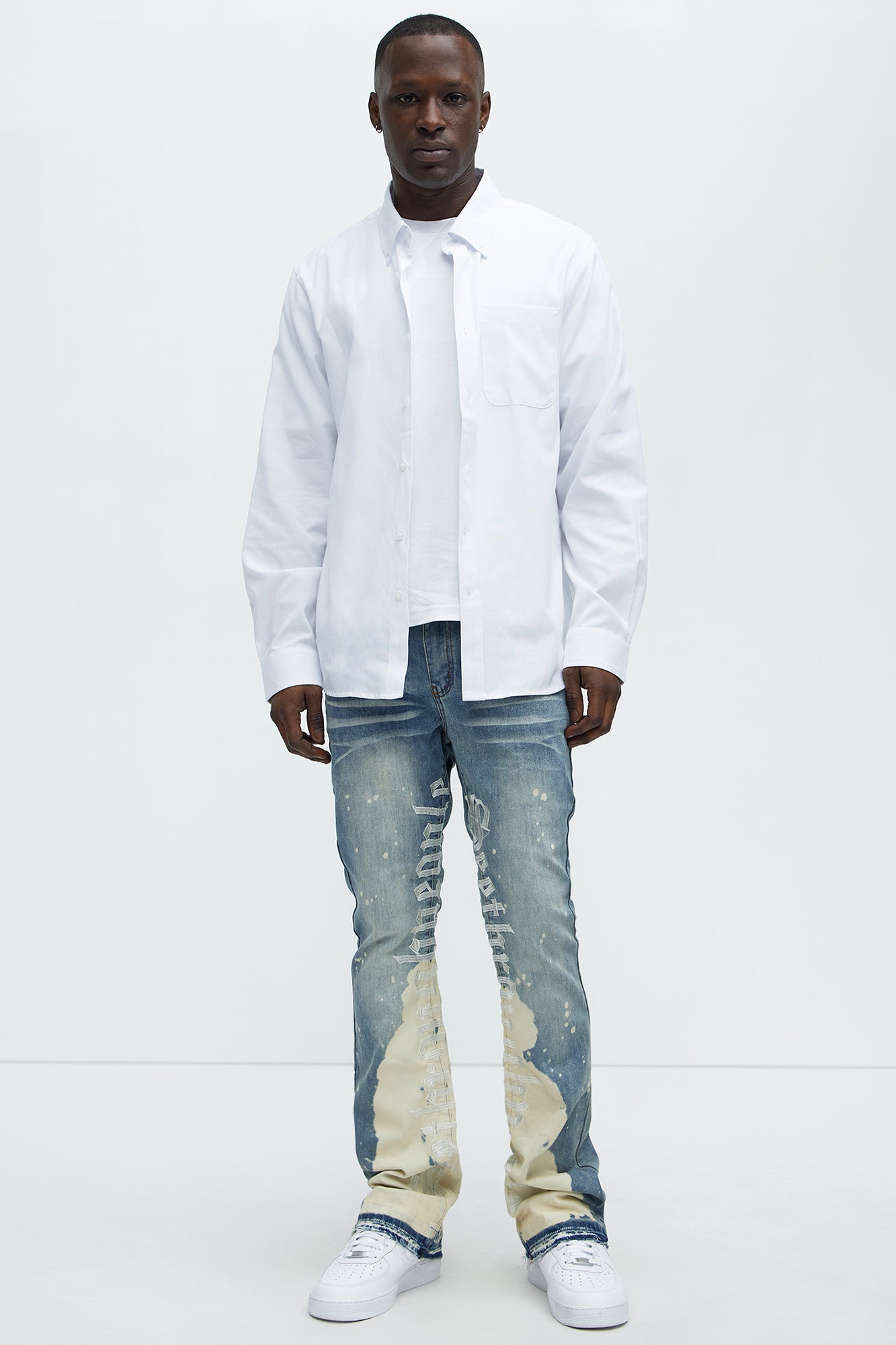 See It Through Bleached Stacked Skinny Flare Jeans - Light Wash