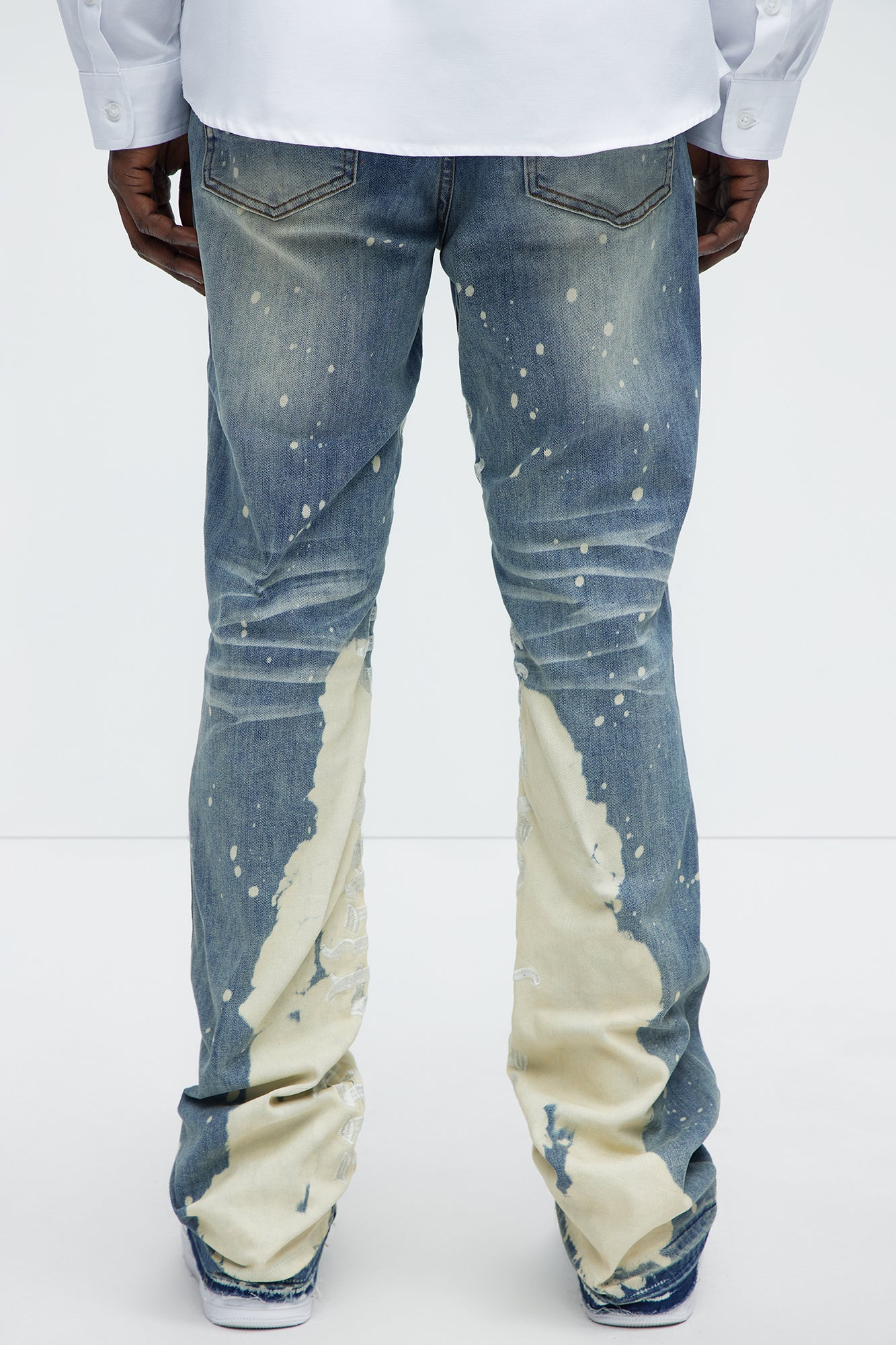 See It Through Bleached Stacked Skinny Flare Jeans - Light Wash