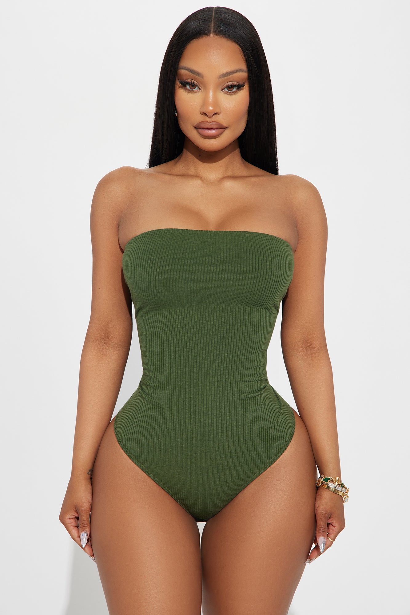 Demi Double Lined Tube Bodysuit - Olive