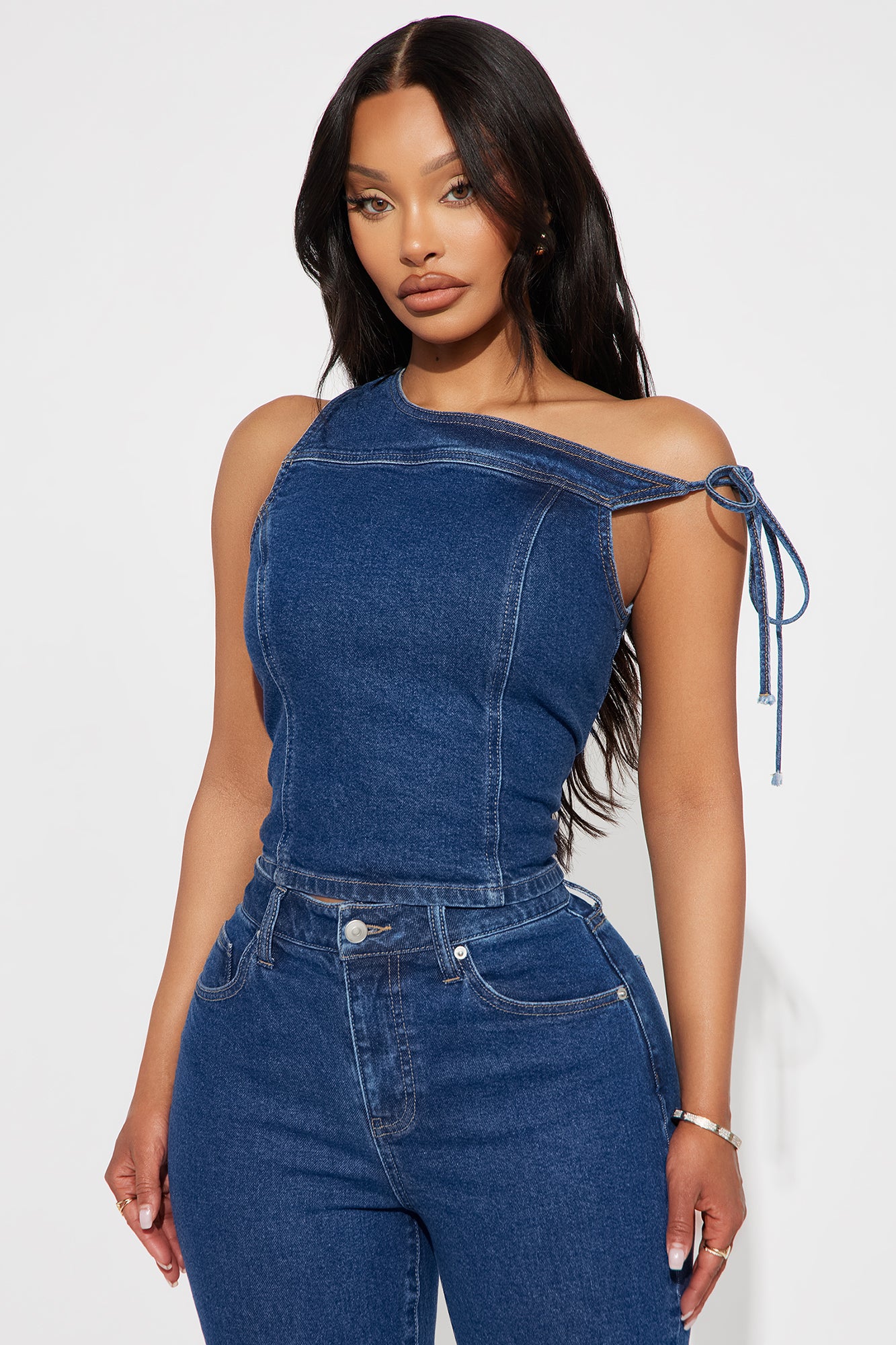 Chloe Denim Capri Set - Medium Wash