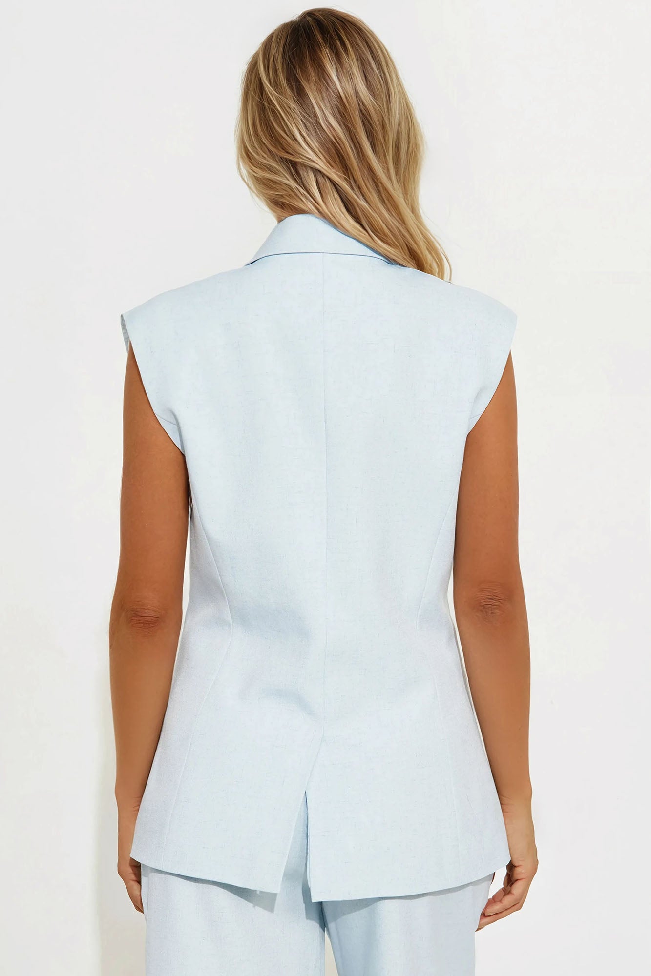 Paloma Linen Vest - Light Blue