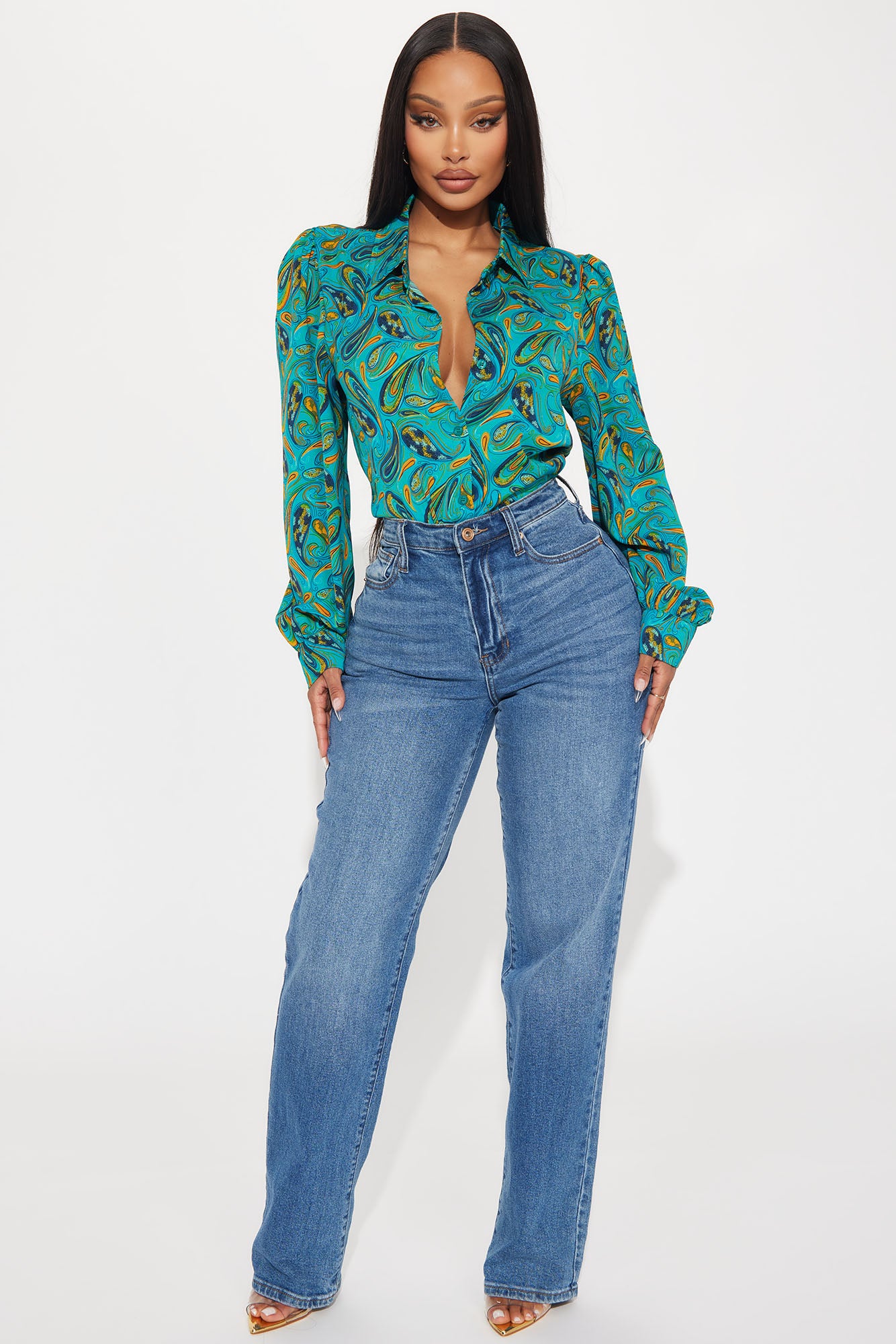 Belize Printed Shirt - Teal/combo