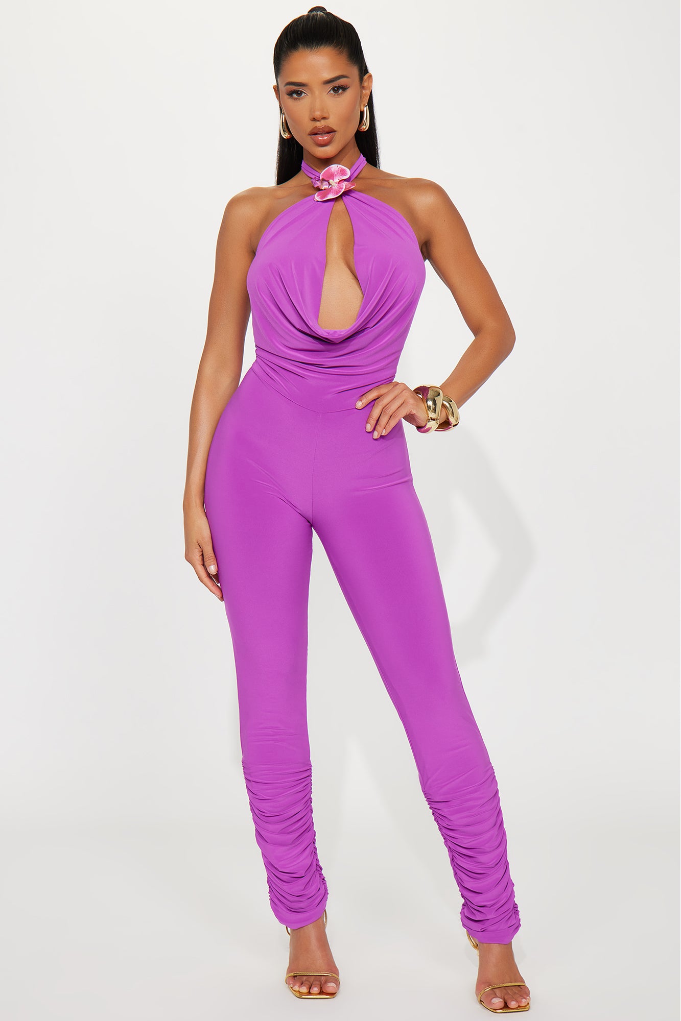 Galea Halter Stacked Jumpsuit - Magenta