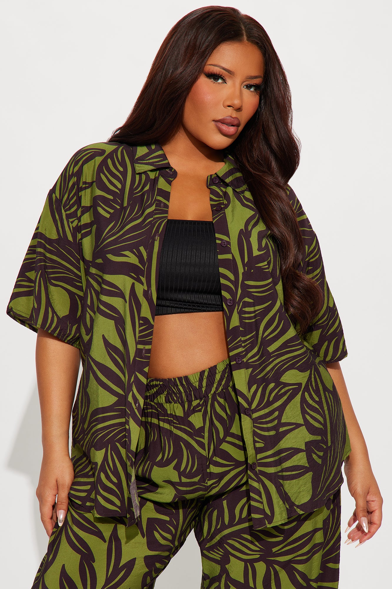 Palm Pant Set - Olive/combo
