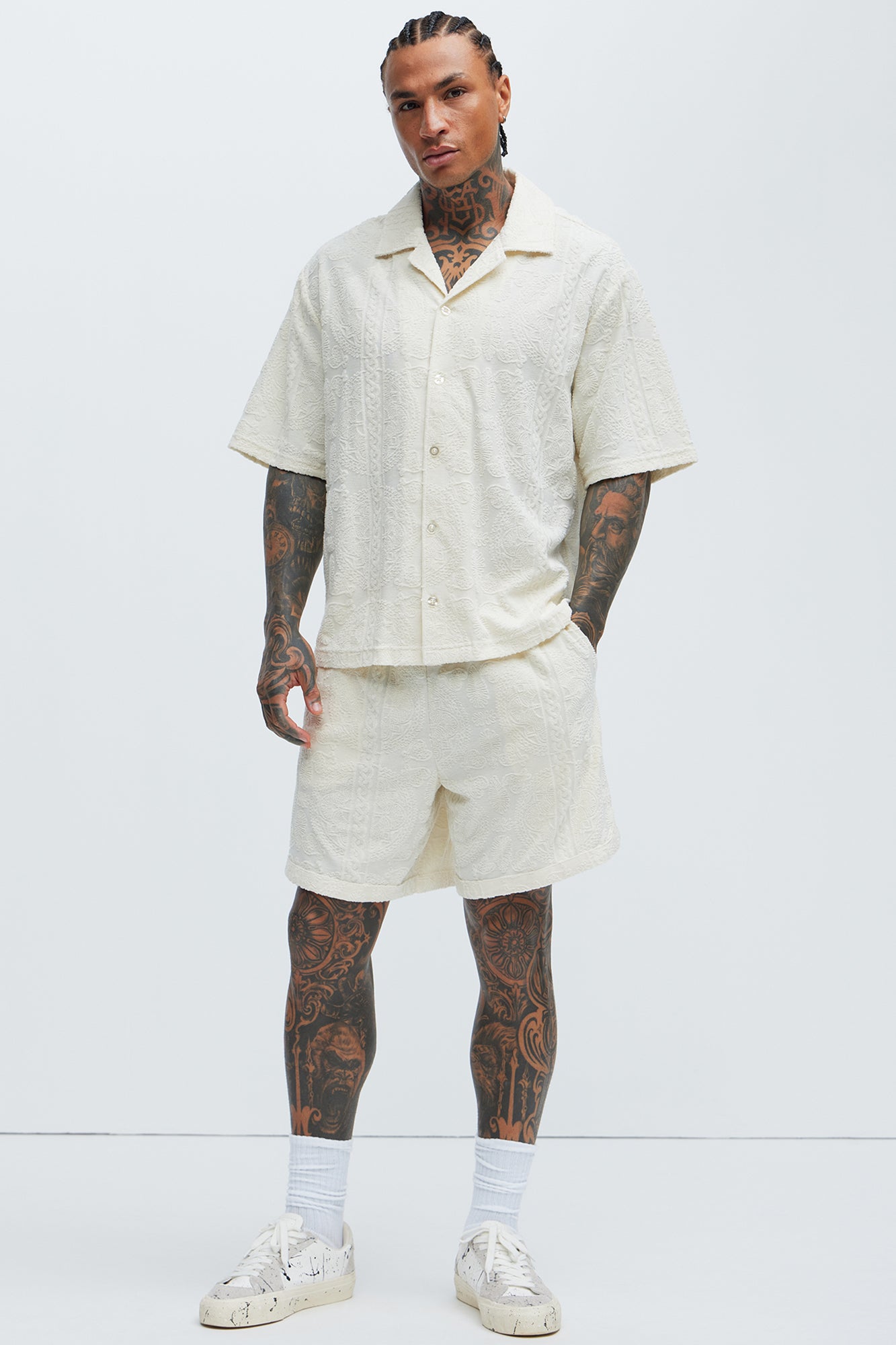 Link Textured Shorts - Cream