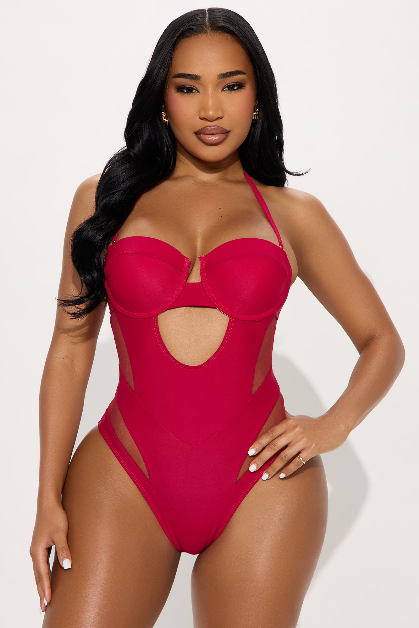 Megan Cutout 1 Piece Swimsuit - Red