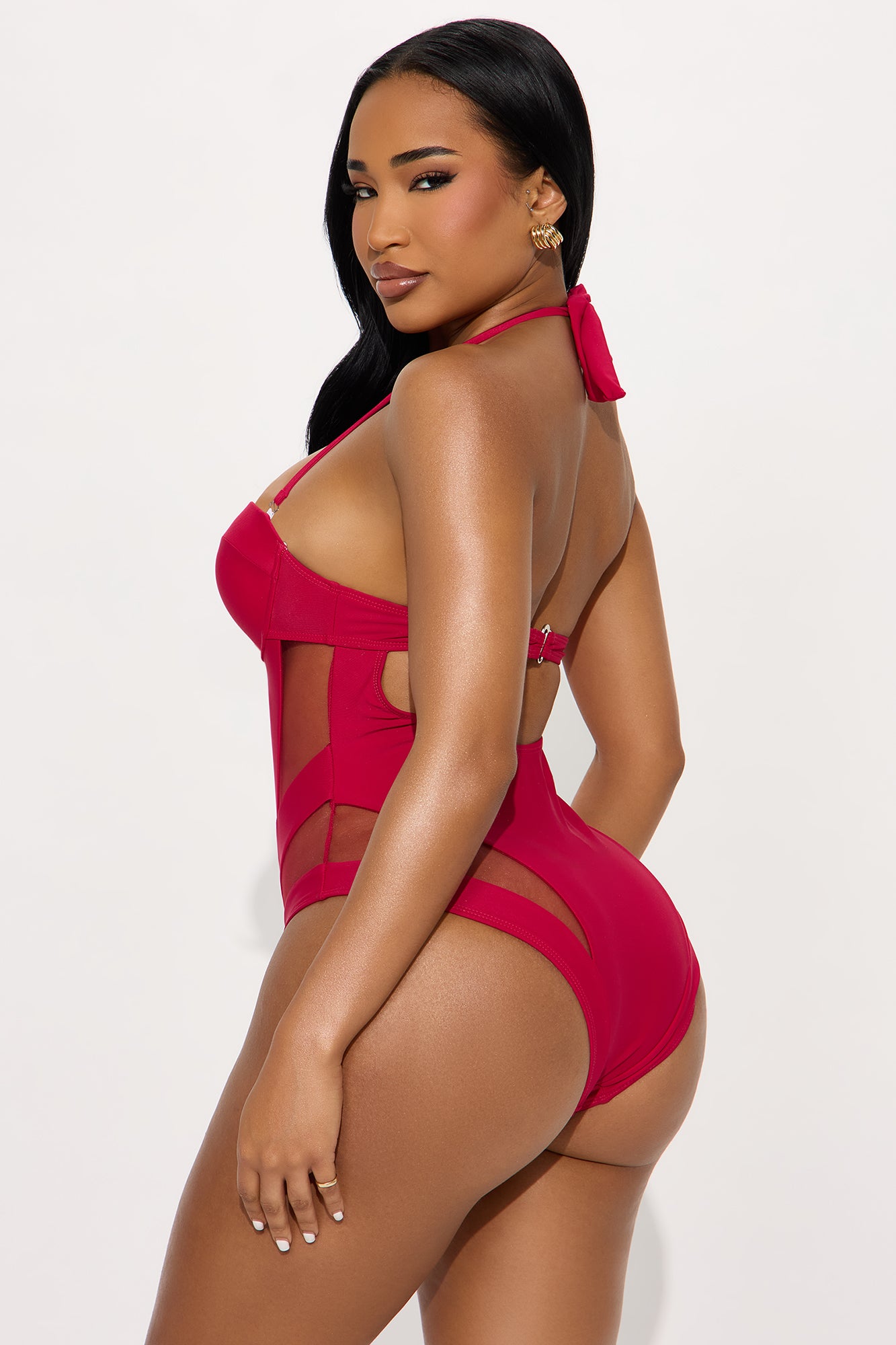 Megan Cutout 1 Piece Swimsuit - Red