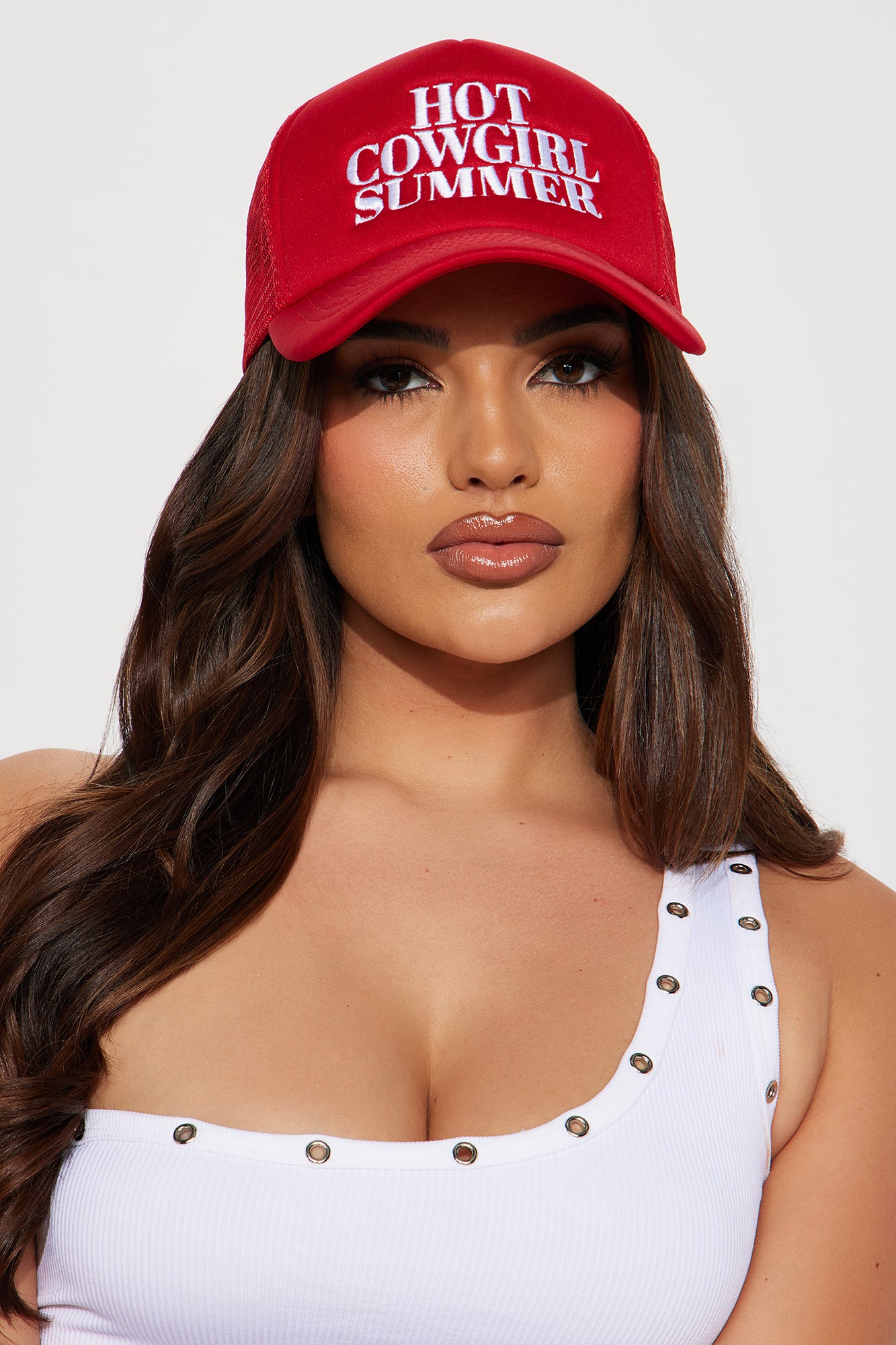 Hot Cowgirl Summer Trucker Hat - Red