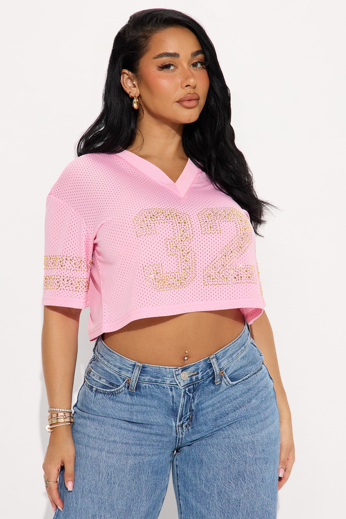 Sneak Peak Jersey Crop Top - Pink
