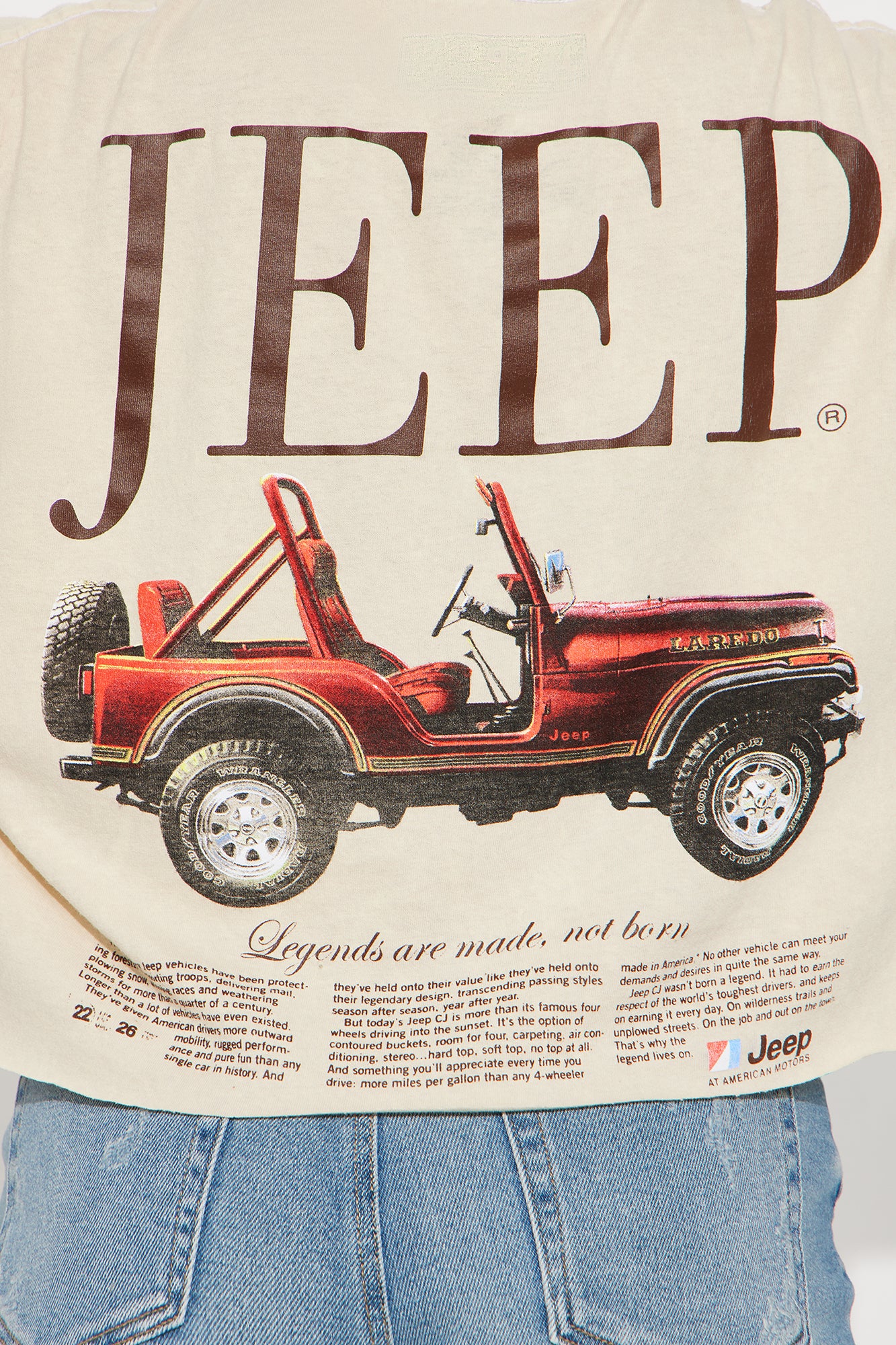 Jeep Legends Crop Tee - Natural