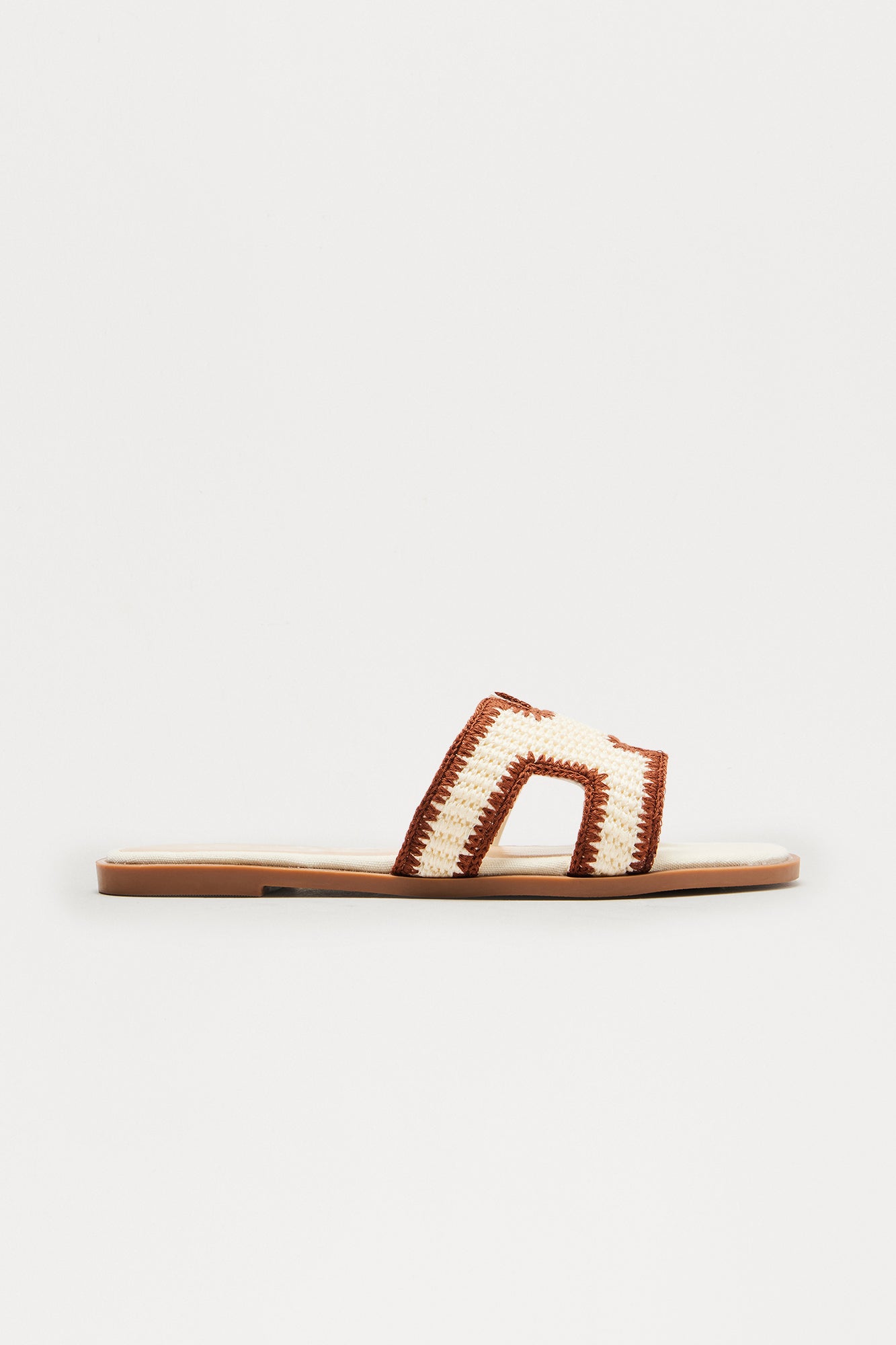 Luke Crochet Slip On Sandals - Beige/Brown