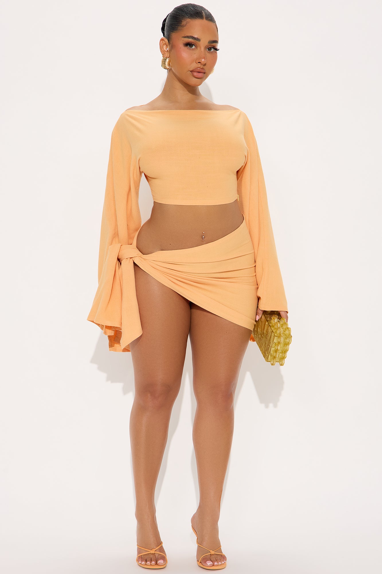 Summer Nights Linen Skirt Set - Peach