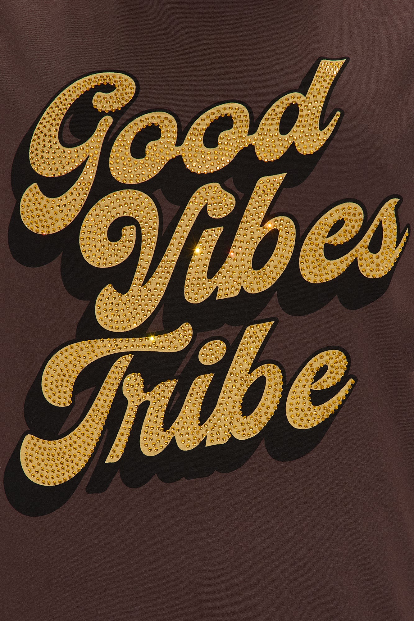 Good Vibes Tribe Rhinestone Tshirt - Brown