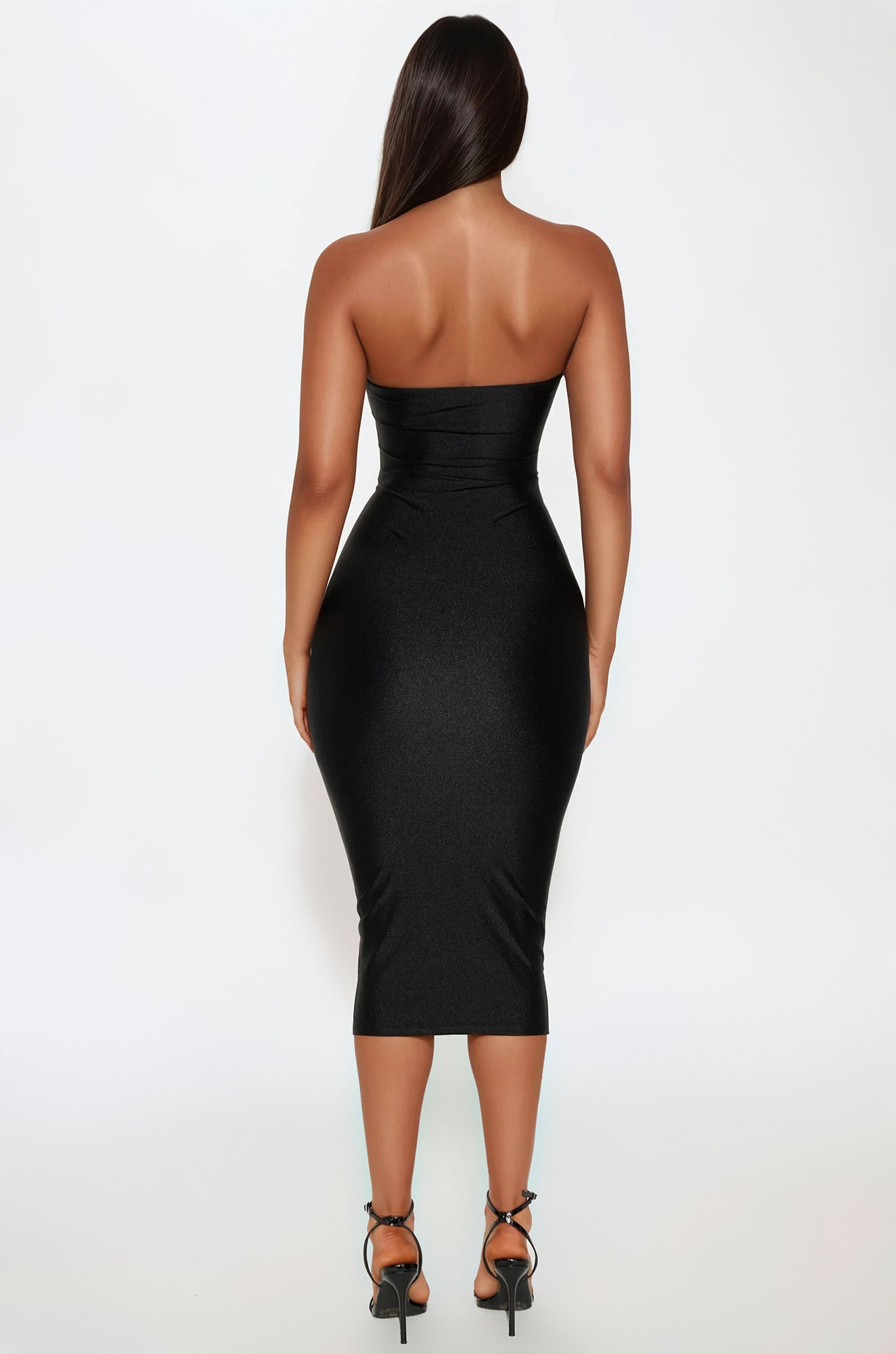 Soranda Ruched Midi Dress - Black