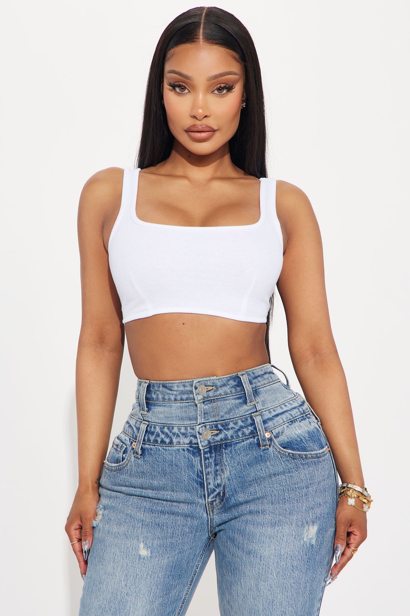 Sara Ribbed Top - White