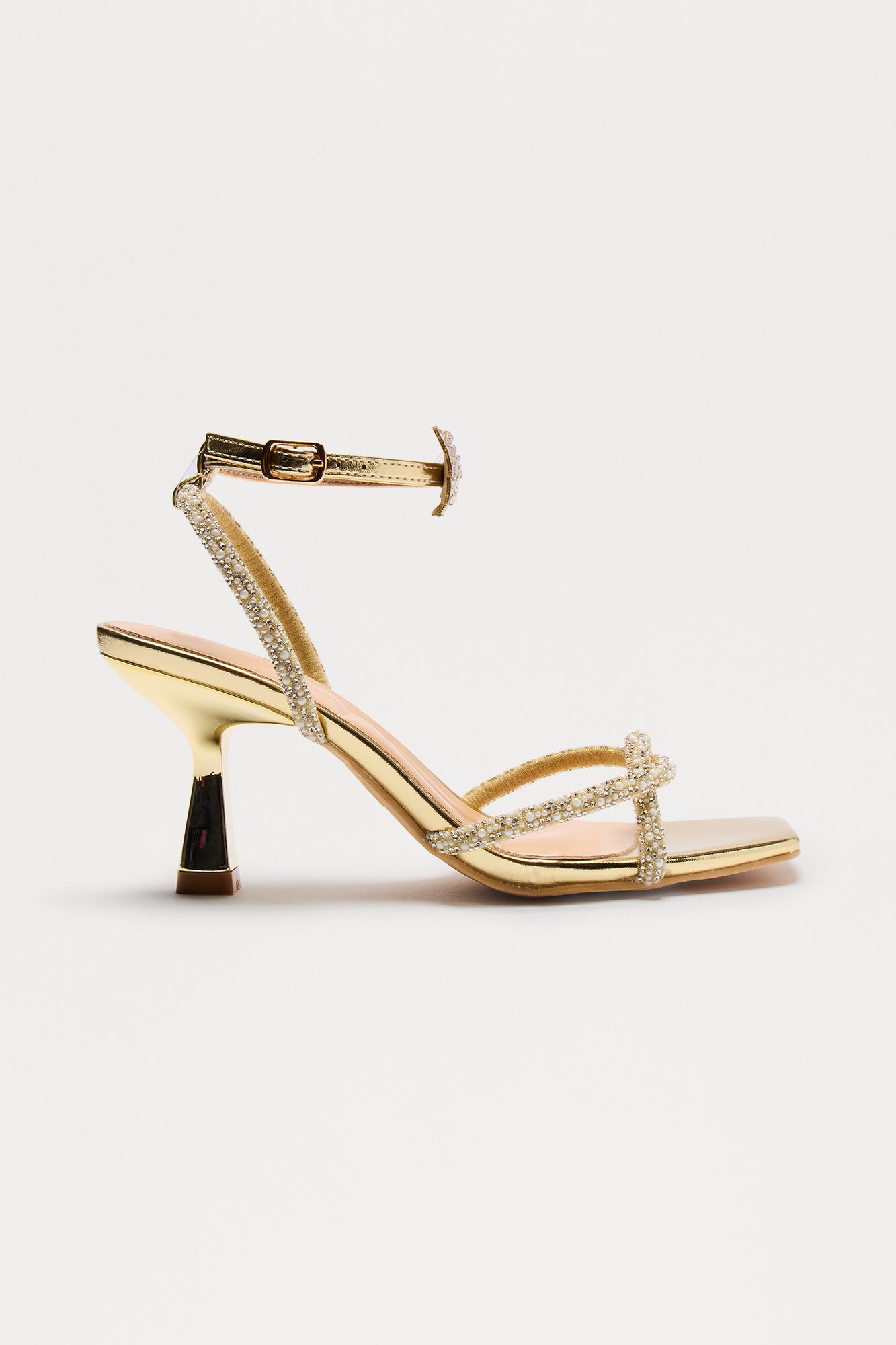Christelle Butterfly Rhinestone Trim Heels - Gold