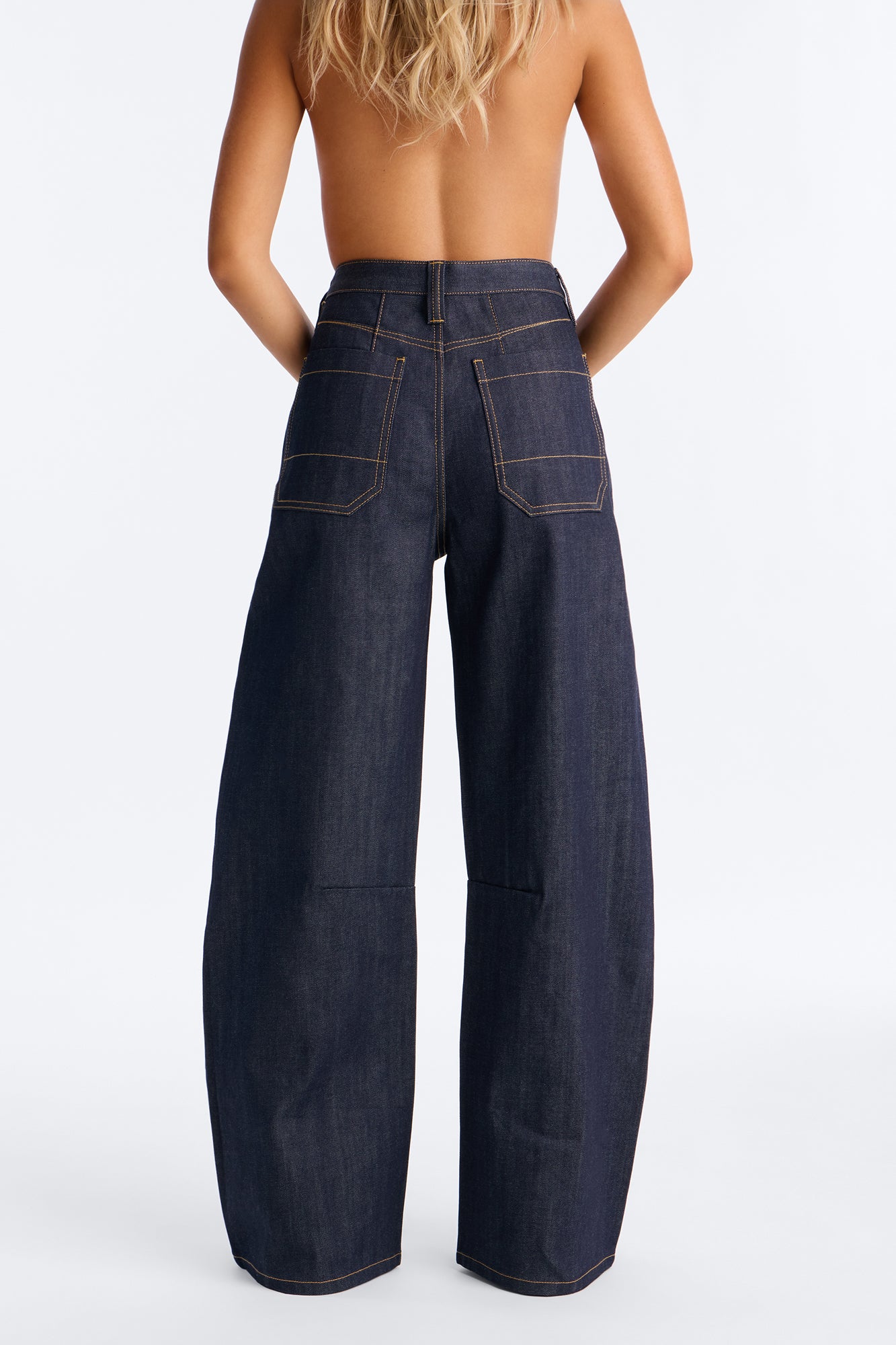 Premium Selvedge Utility Straight Leg Jeans - Dark Denim