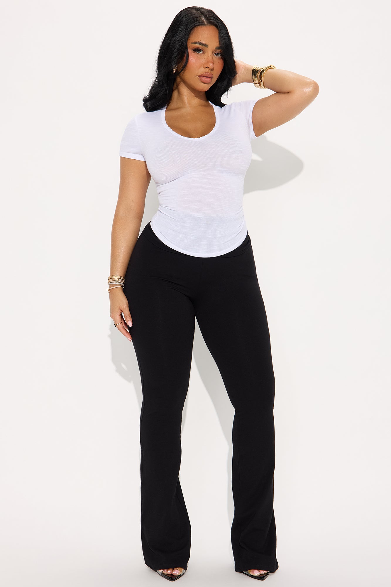 Adriana Foldover Flare Pant - Black