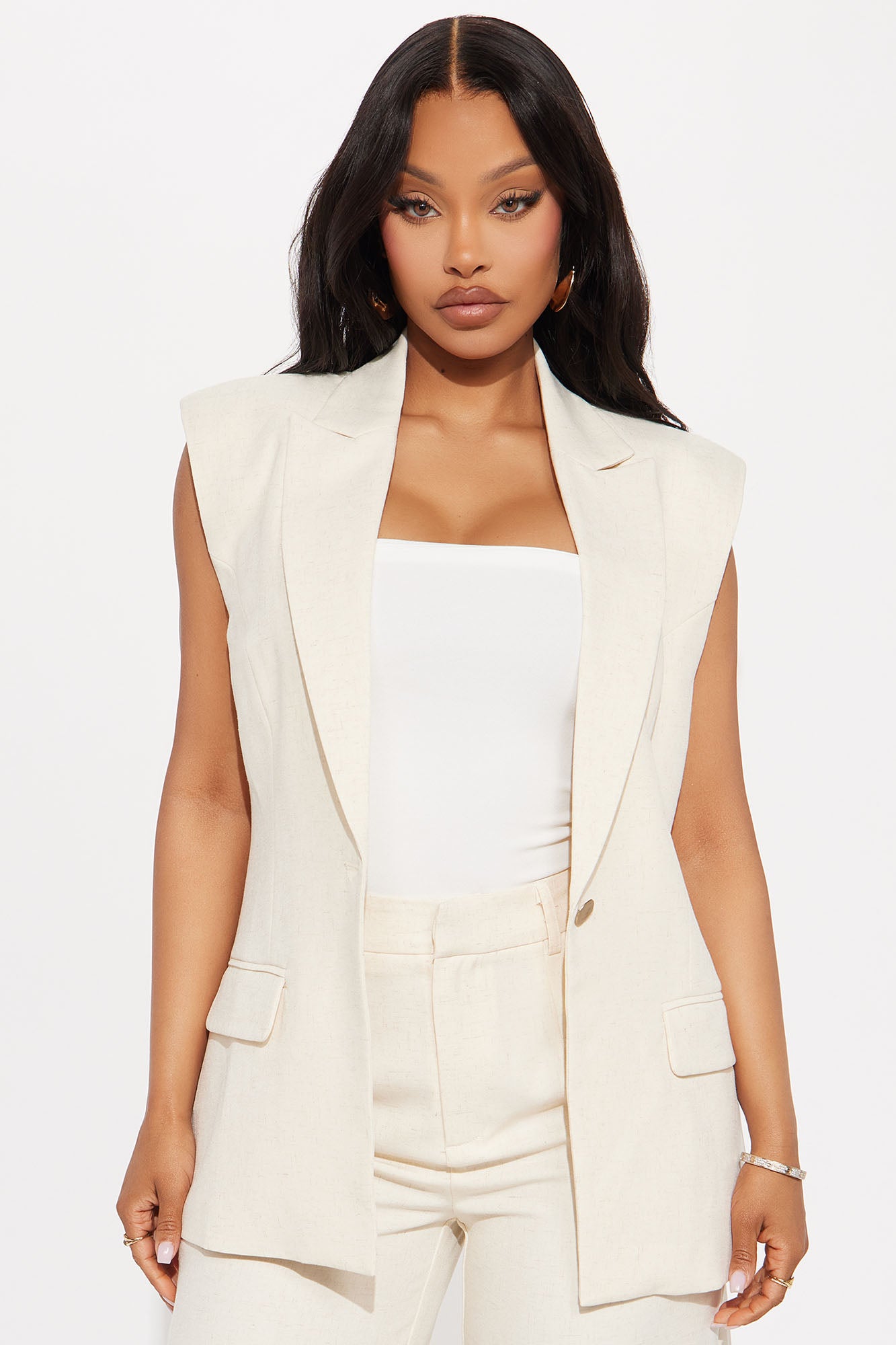 Paloma Linen Vest - Cream