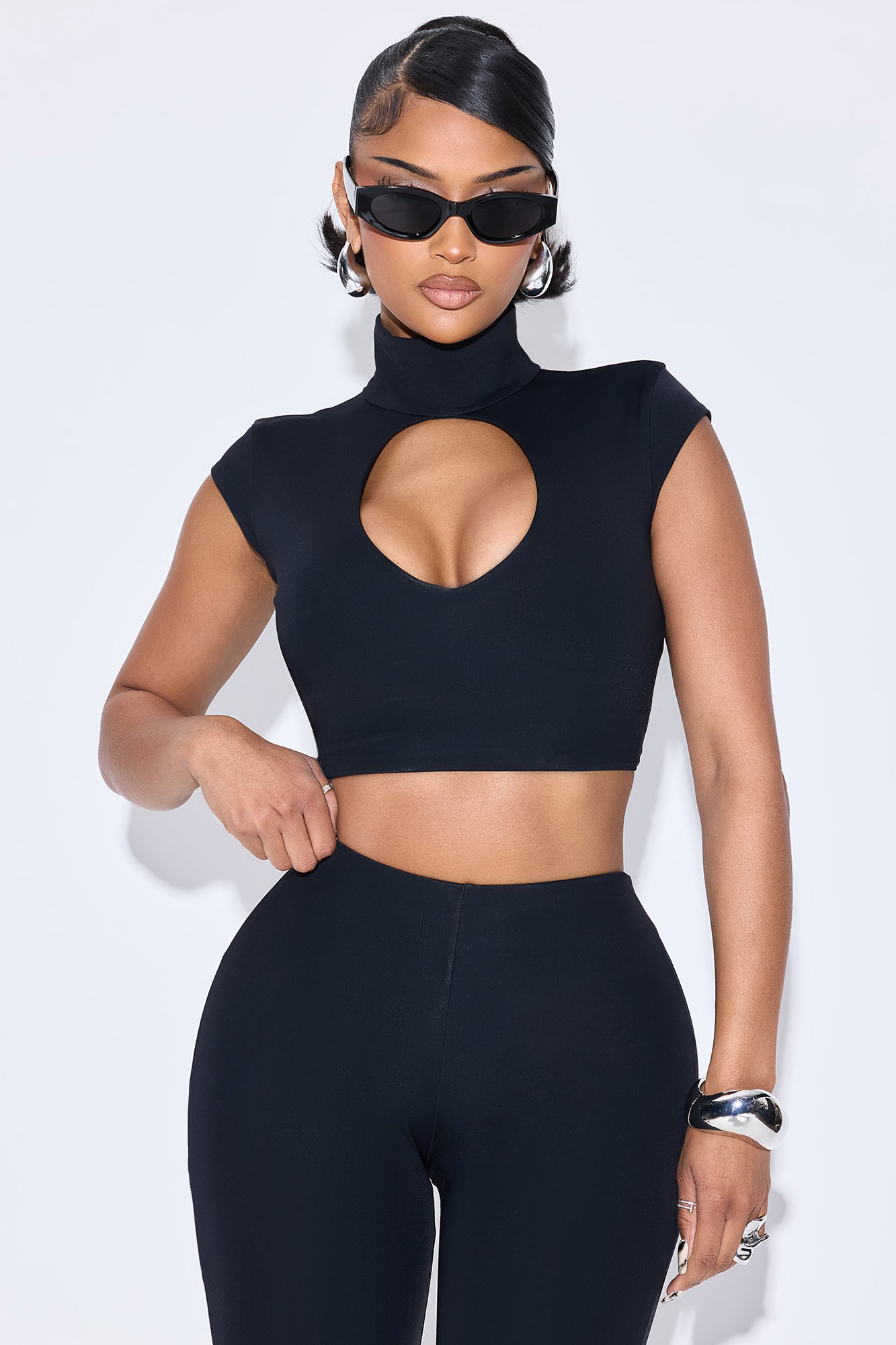 Jayla Double Lined Capri Pant Set - Black