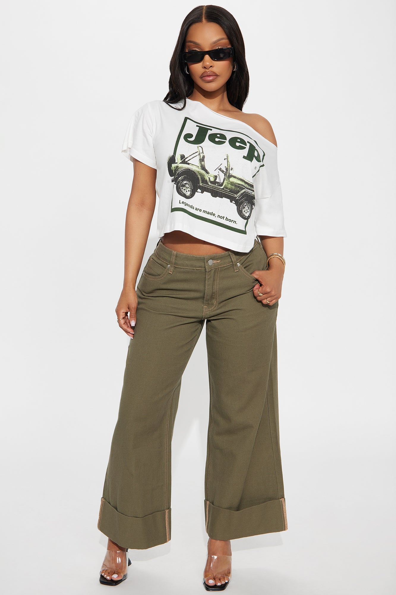 Jeep Off Shoulder Top - White