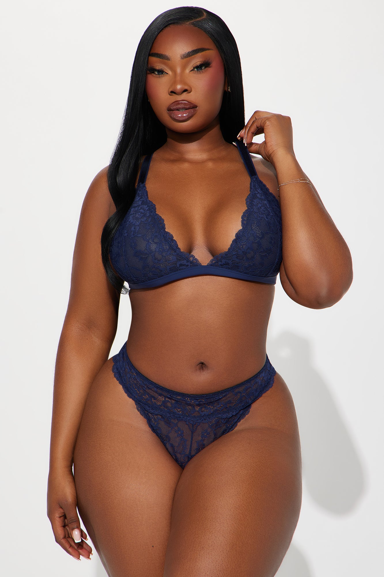 Nova Lace Triangle Bralette - Navy