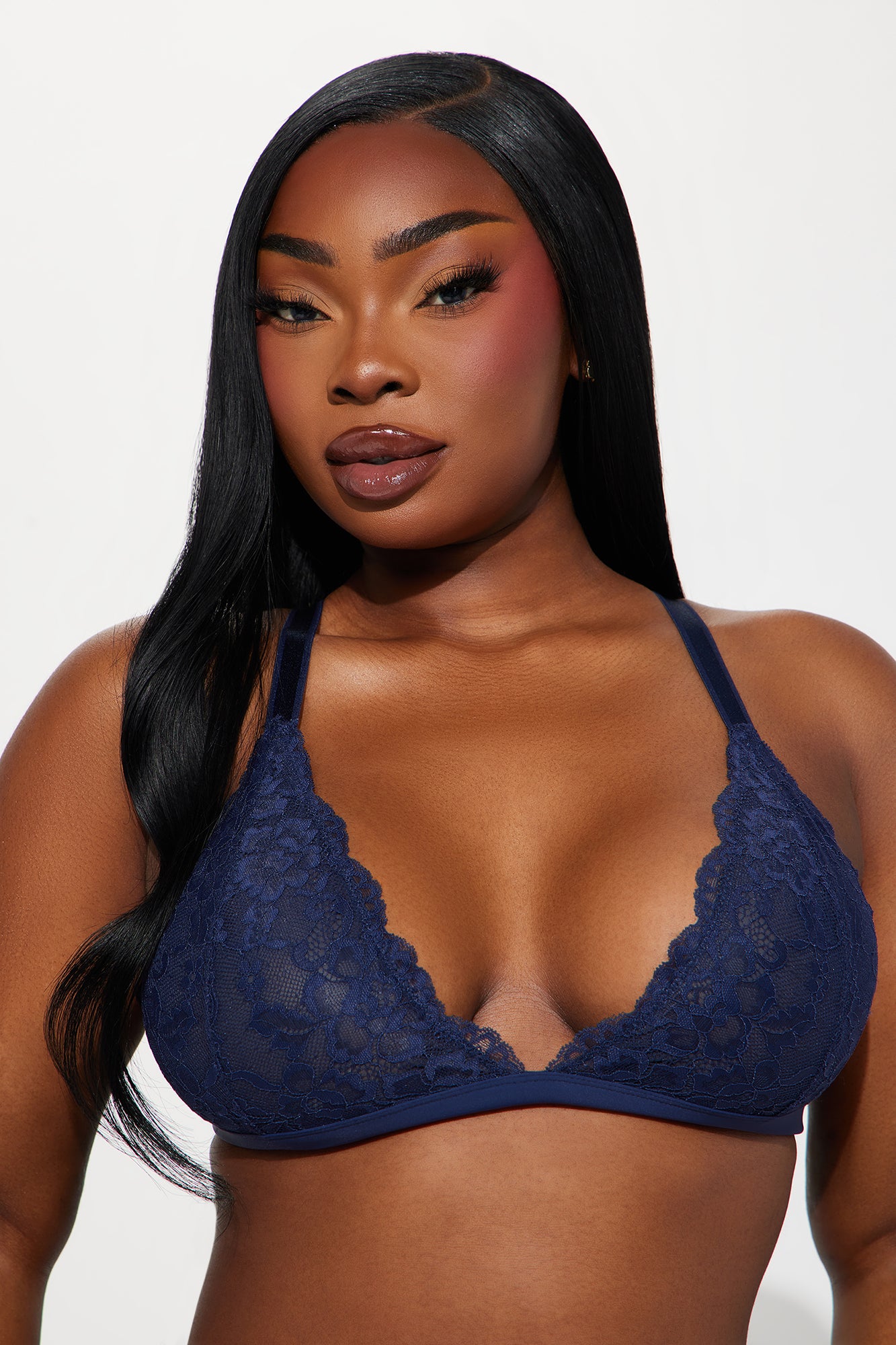 Nova Lace Triangle Bralette - Navy