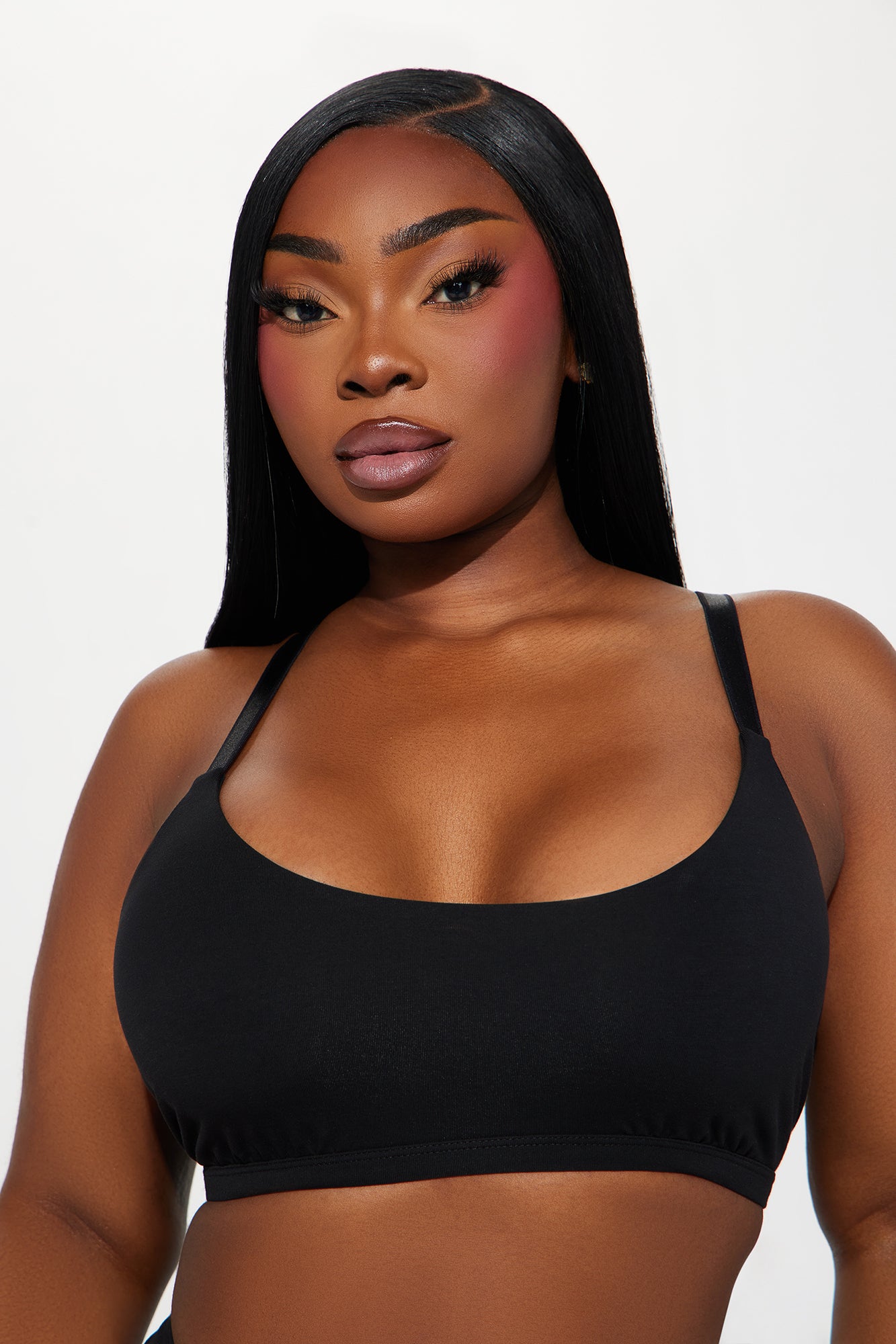 Nova Cotton Scoop Neck Bralette - Black