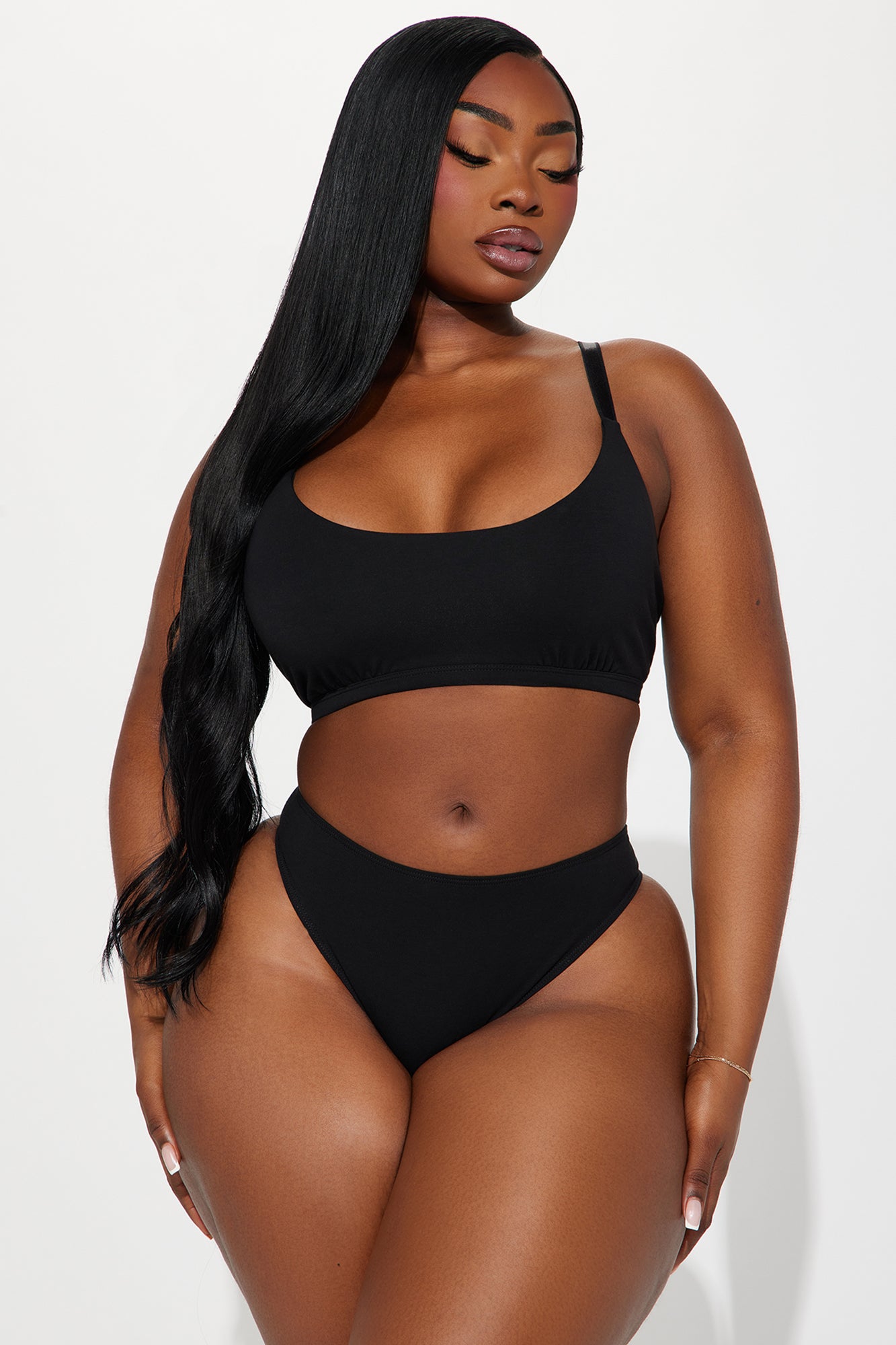 Nova Cotton Scoop Neck Bralette - Black