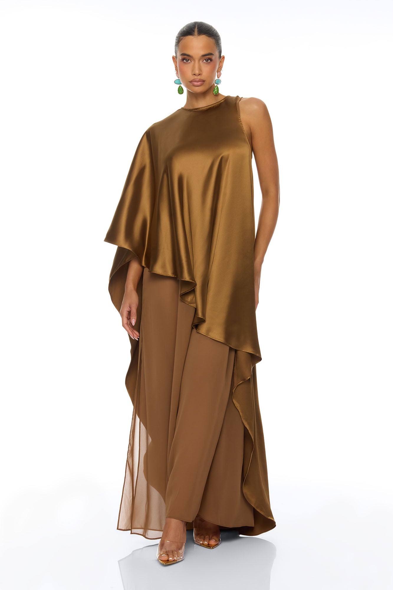 Cosmia Satin Maxi Dress - Mocha