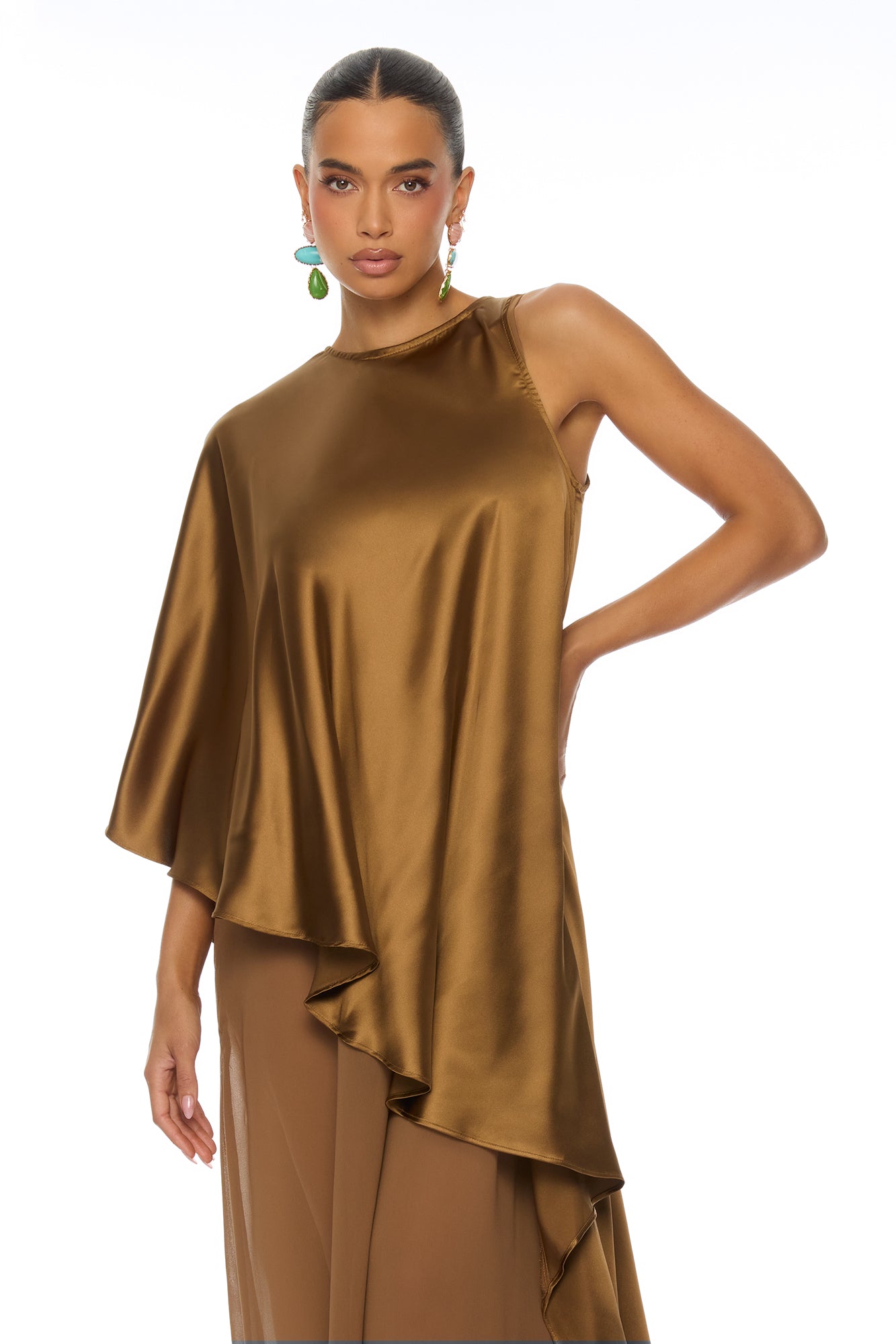 Cosmia Satin Maxi Dress - Mocha