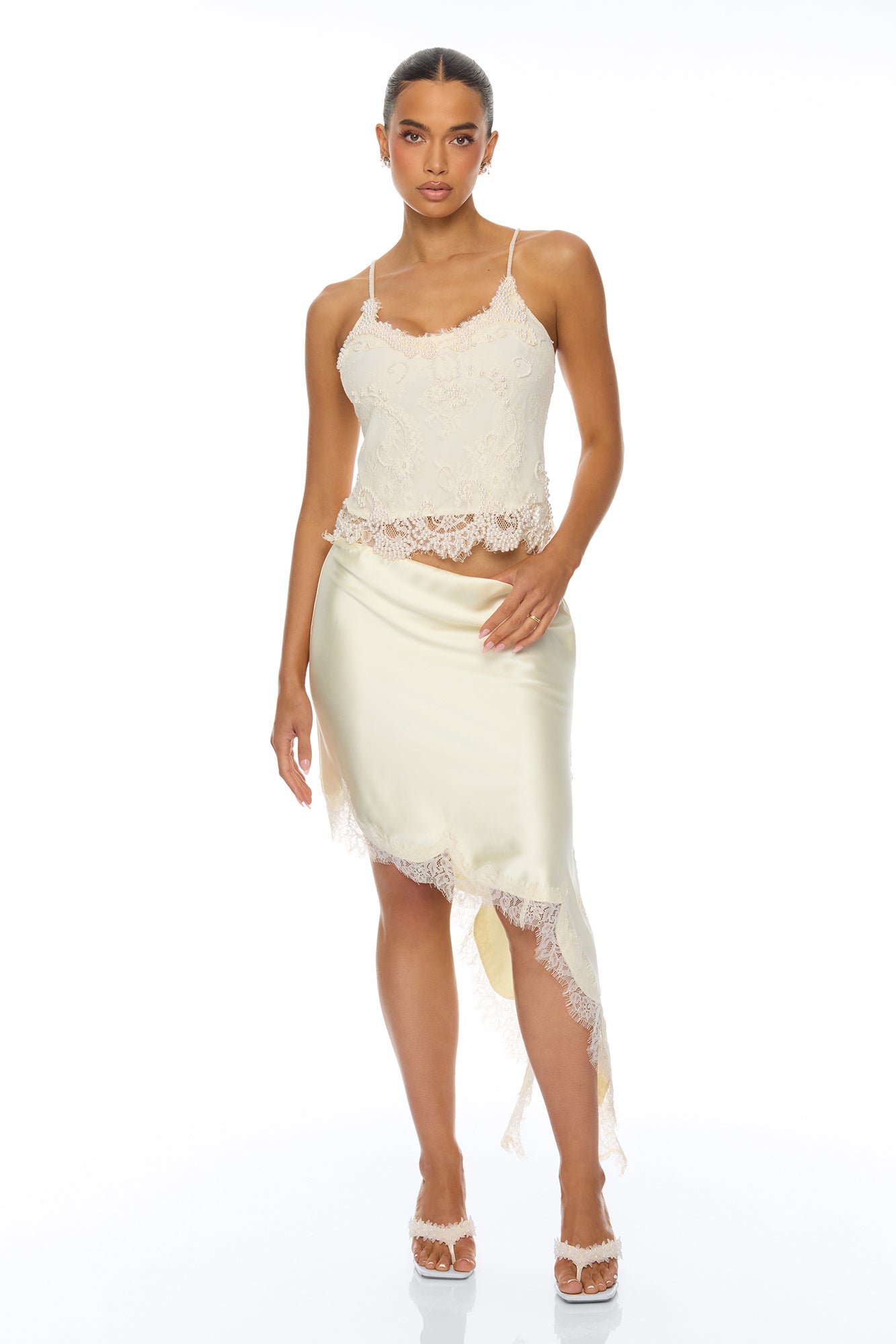 Stephanie Pearl Lace Top - Cream