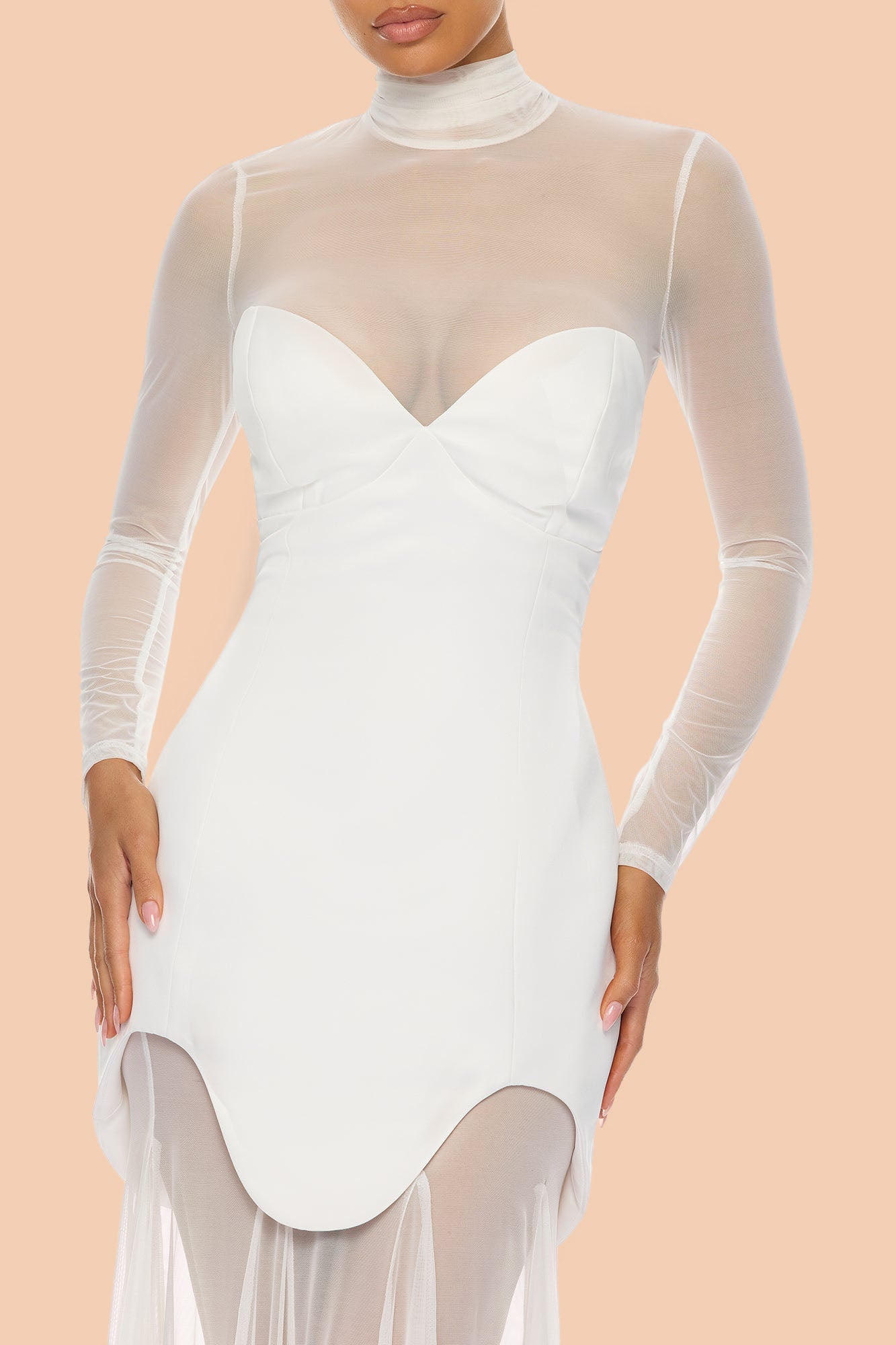 Serene 2 Piece Mesh Maxi Dress Set - White