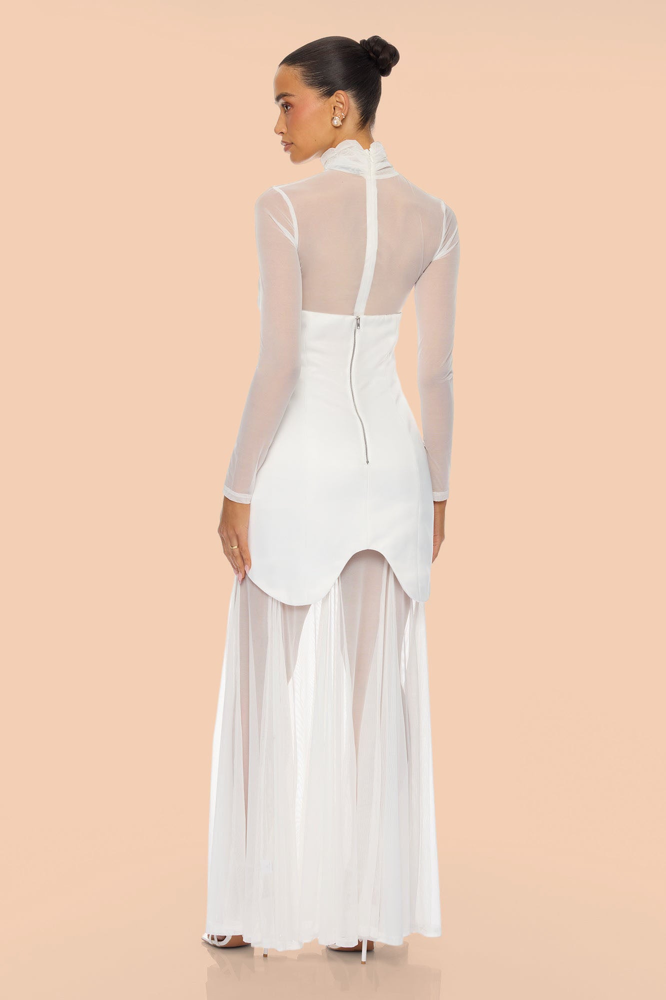 Serene 2 Piece Mesh Maxi Dress Set - White