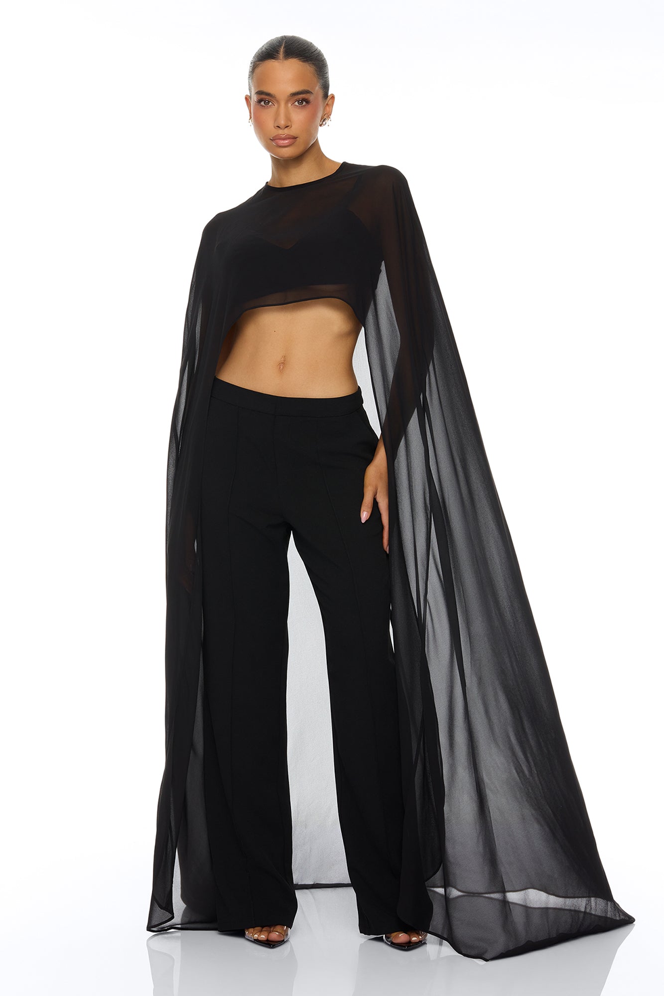 Forever Yours Chiffon Pant Set - Black