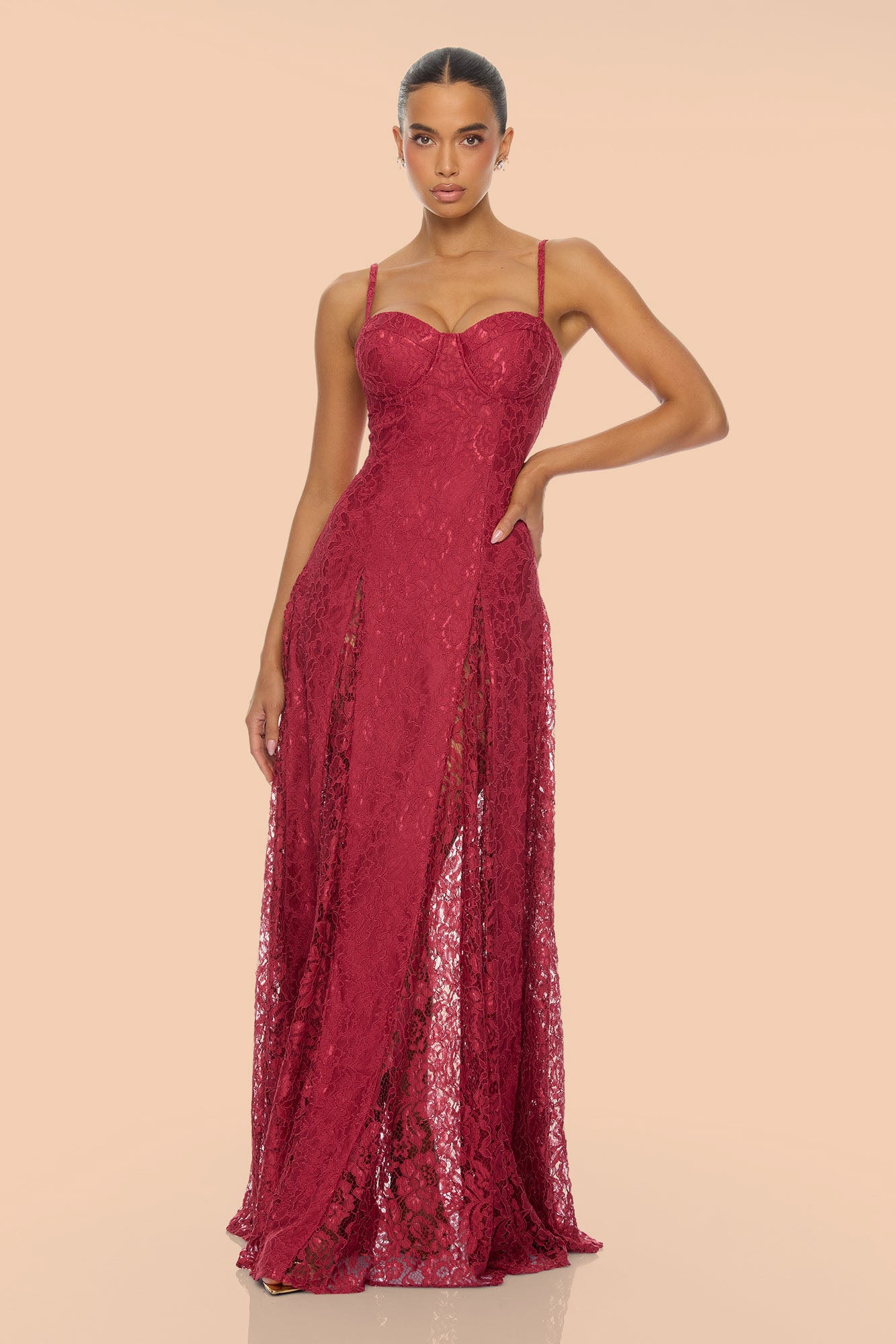 Reina Lace Gown - Wine
