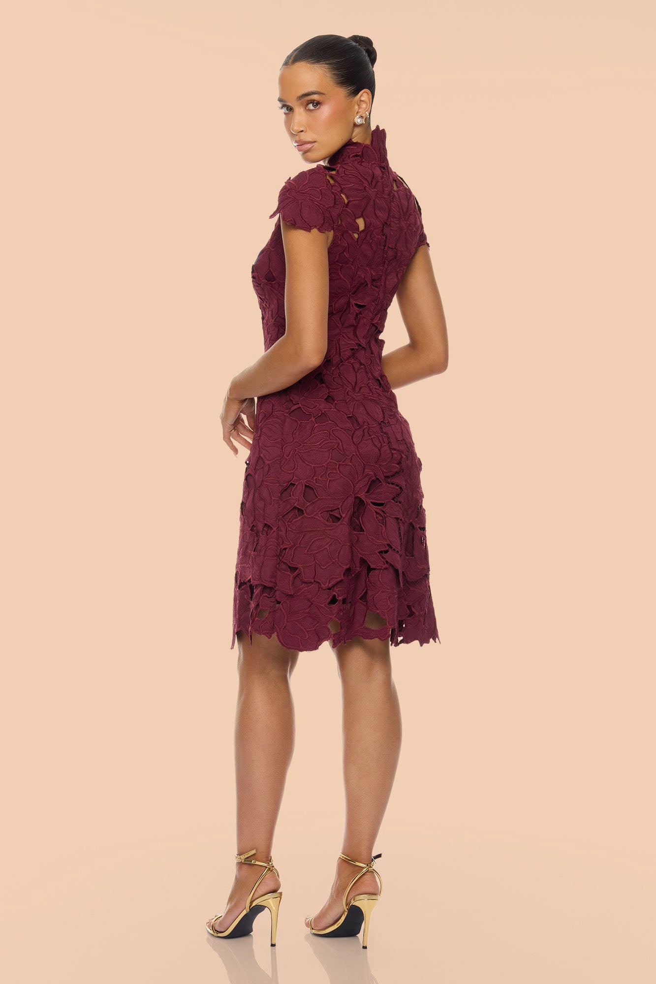 One And Only Embroidered Midi Dress - Wine