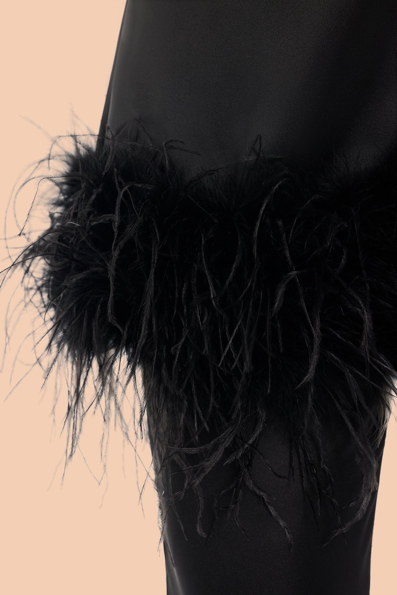 Chic Obsession Feathered Satin Pant Set - Black