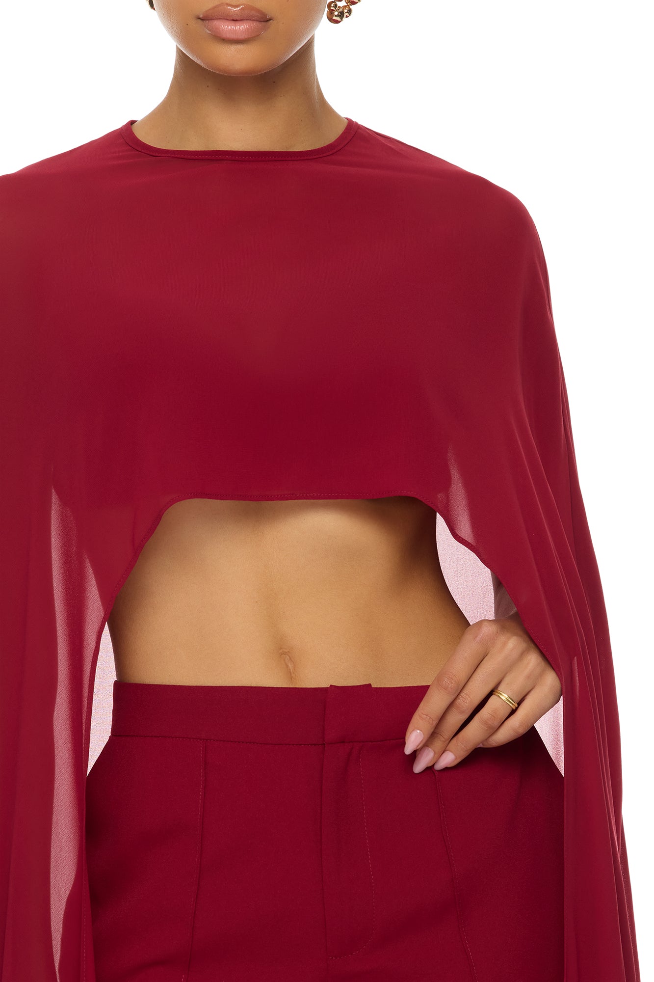 Forever Yours Chiffon Pant Set - DarkRed