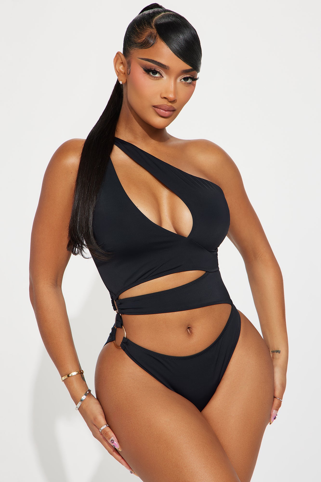 Summer Fun In The Sun Cutout 1 Piece Swimsuit - Black