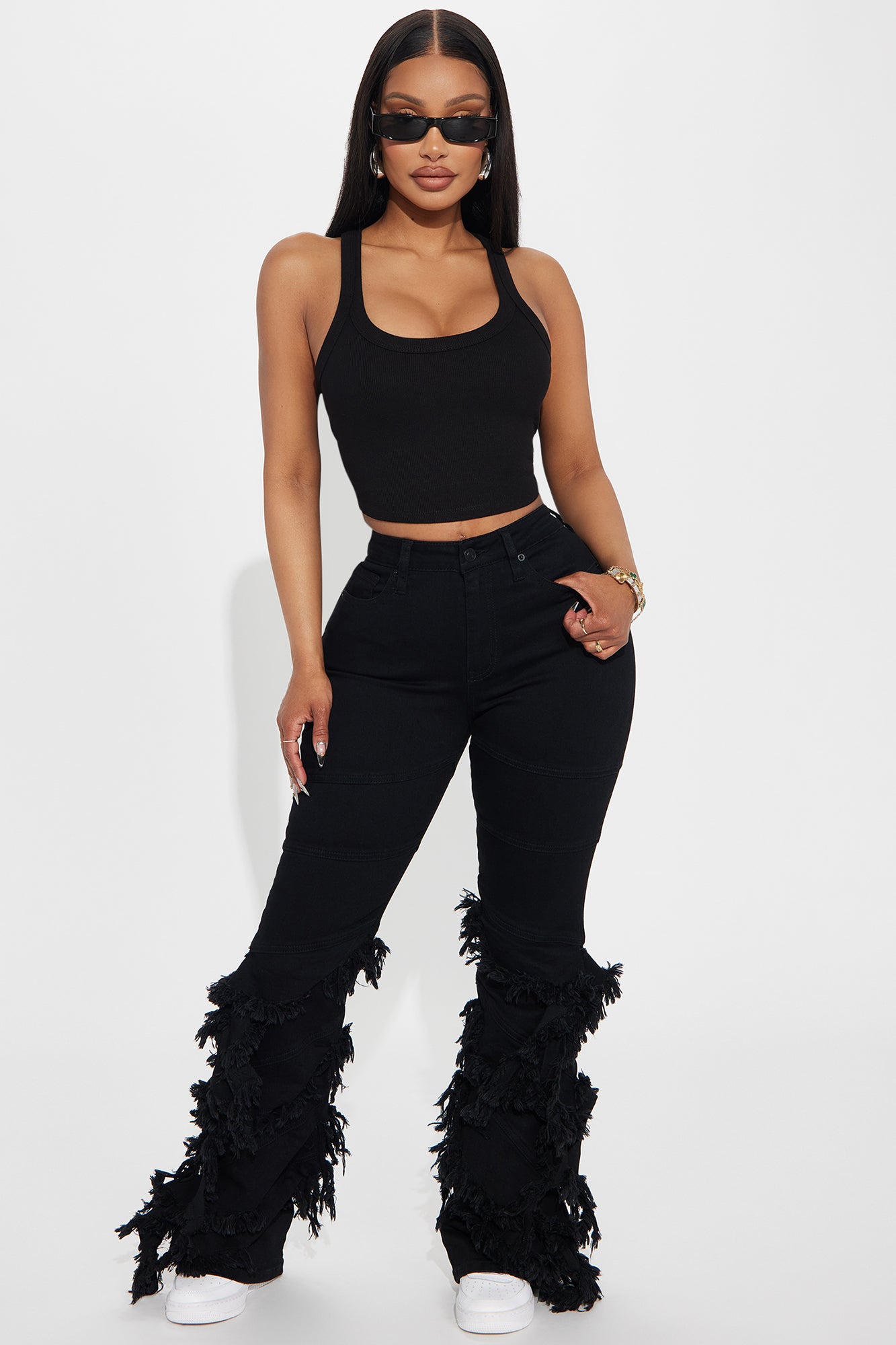 Teresa Scoop Neck Tank Top - Black