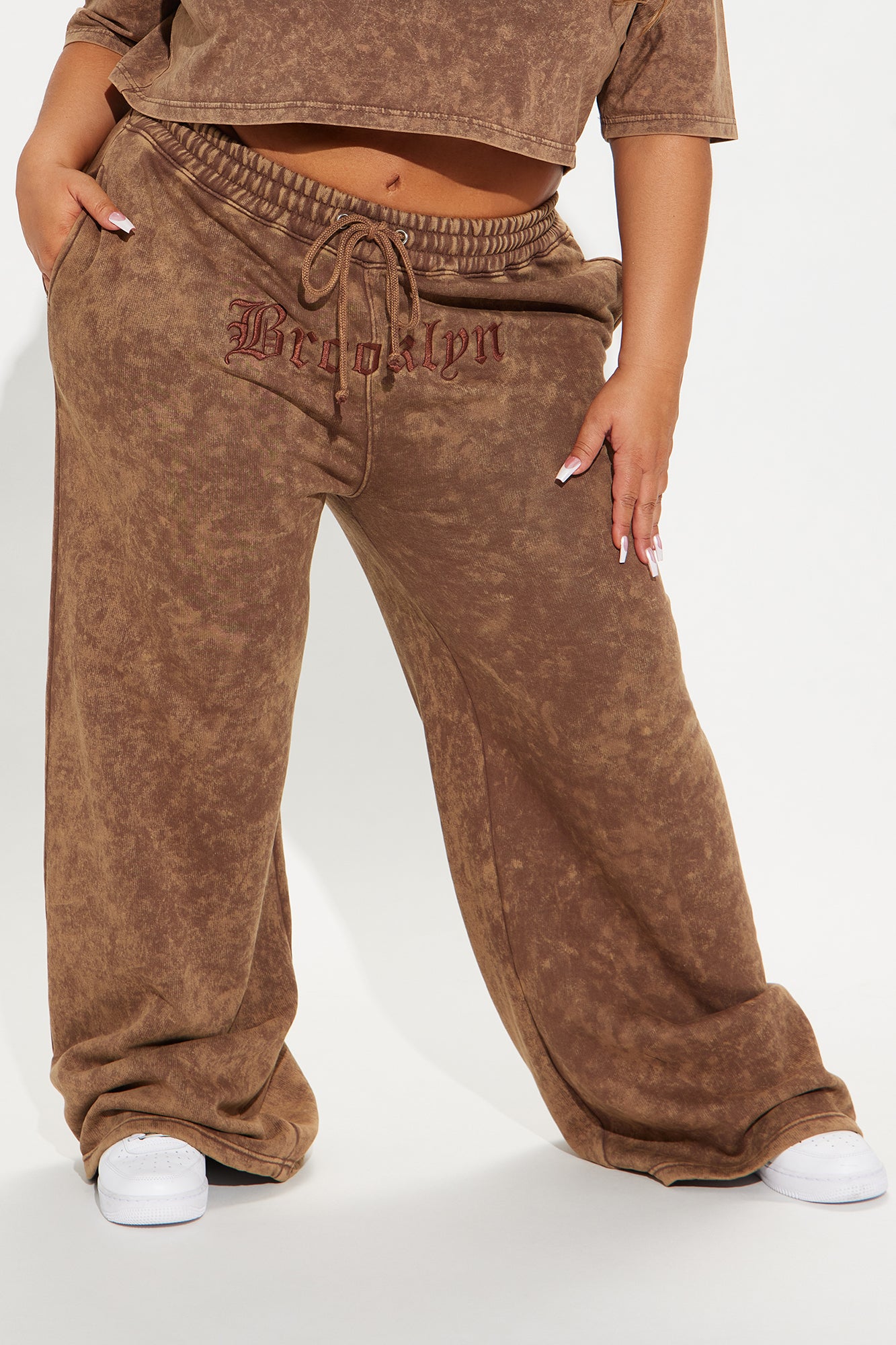 The Brooklyn Way Washed Wide Leg Pant - Brown Combo